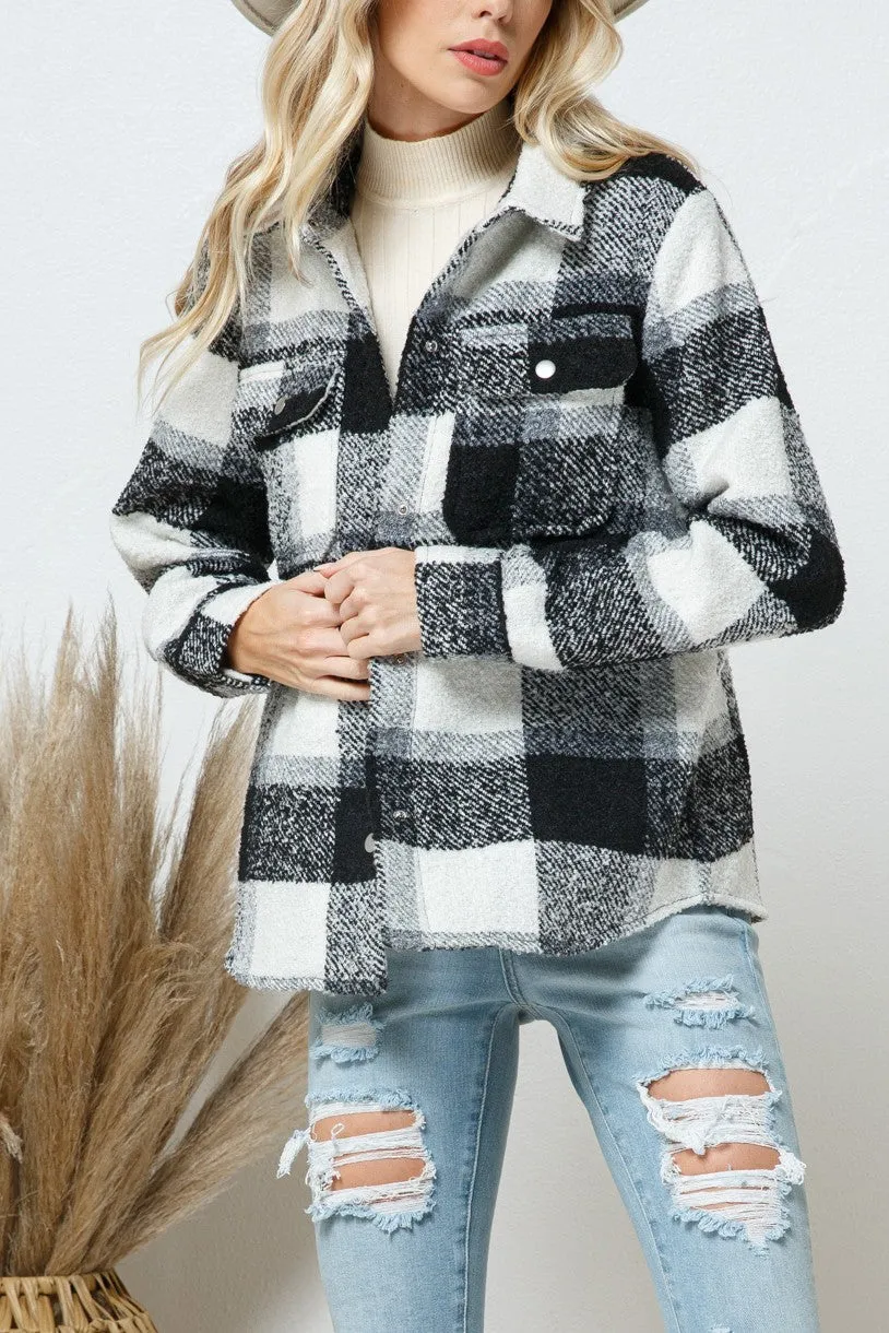 Bella Boucle Plaid Shirt Jacket