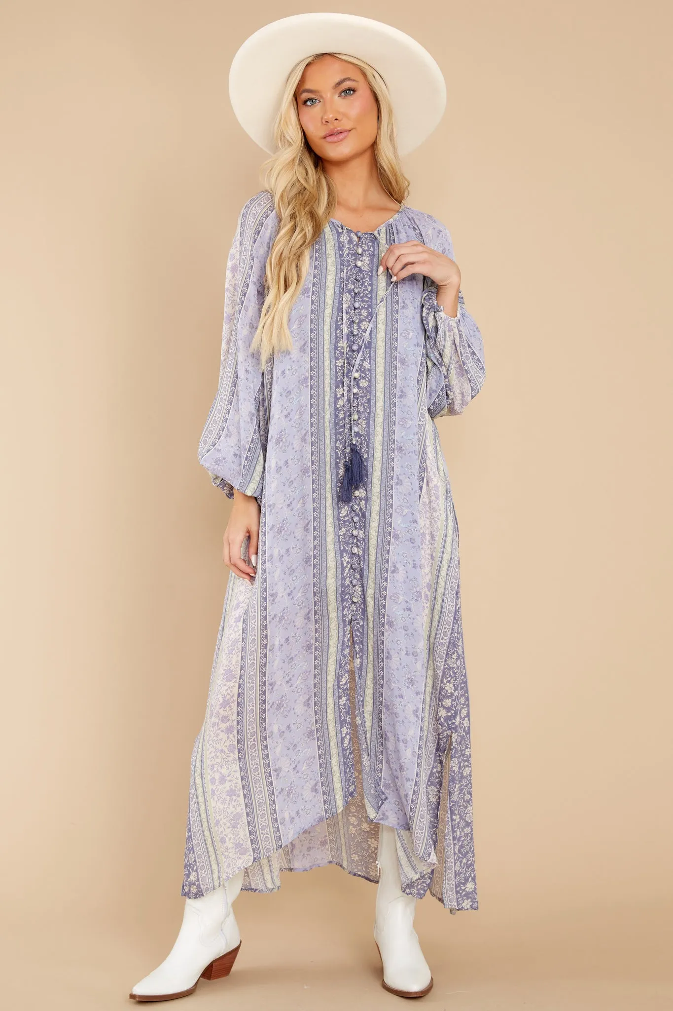 Beyond Wishes Lavender Floral Print Maxi Dress