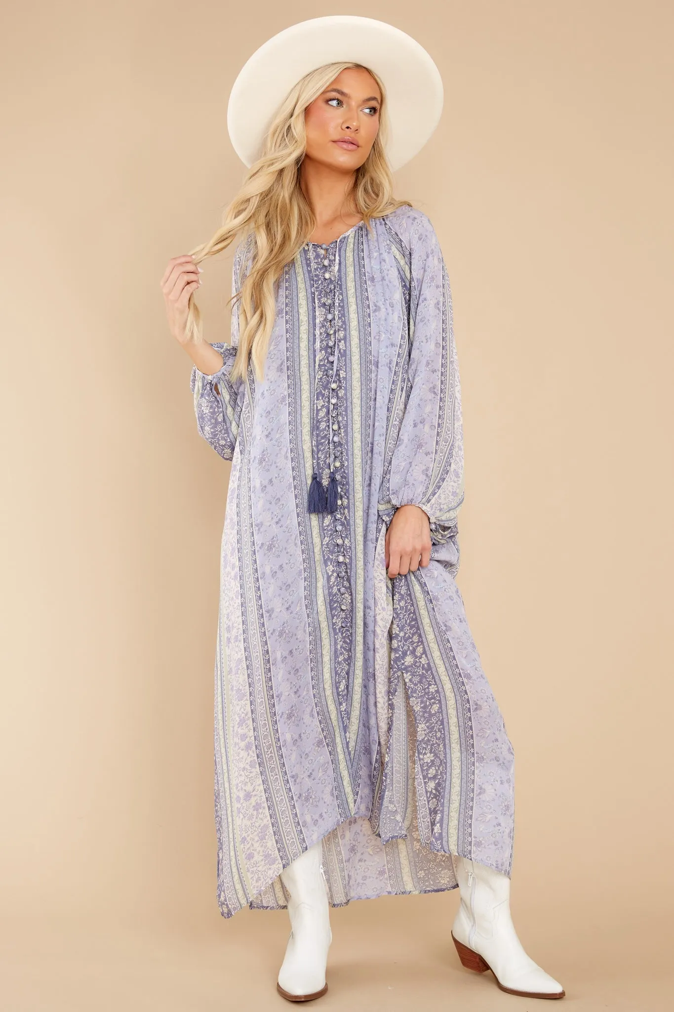 Beyond Wishes Lavender Floral Print Maxi Dress