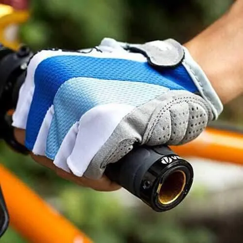 Bicycle Bike  Silicone Comfortable Half Finger Fingerless Gloves Blue