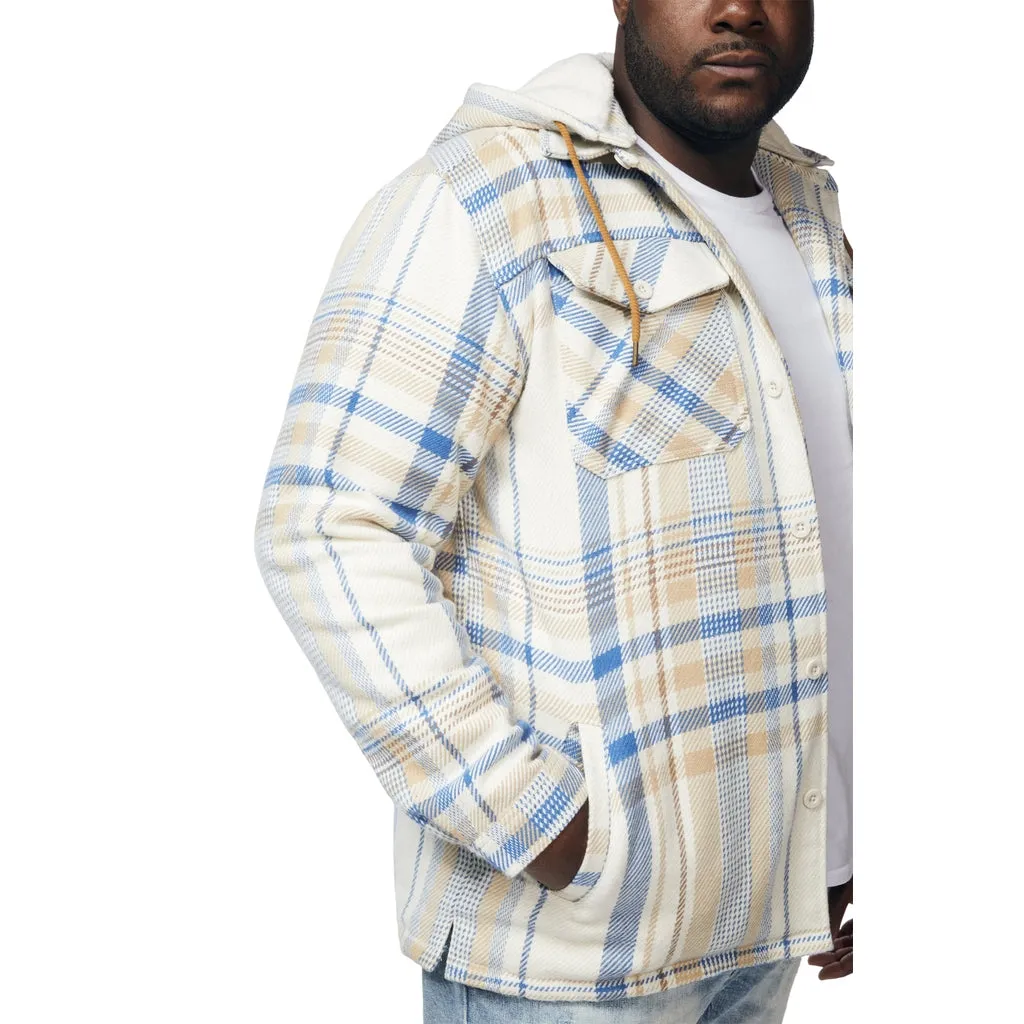 Big and Tall Plaid Flannel Shacket - Biscotti