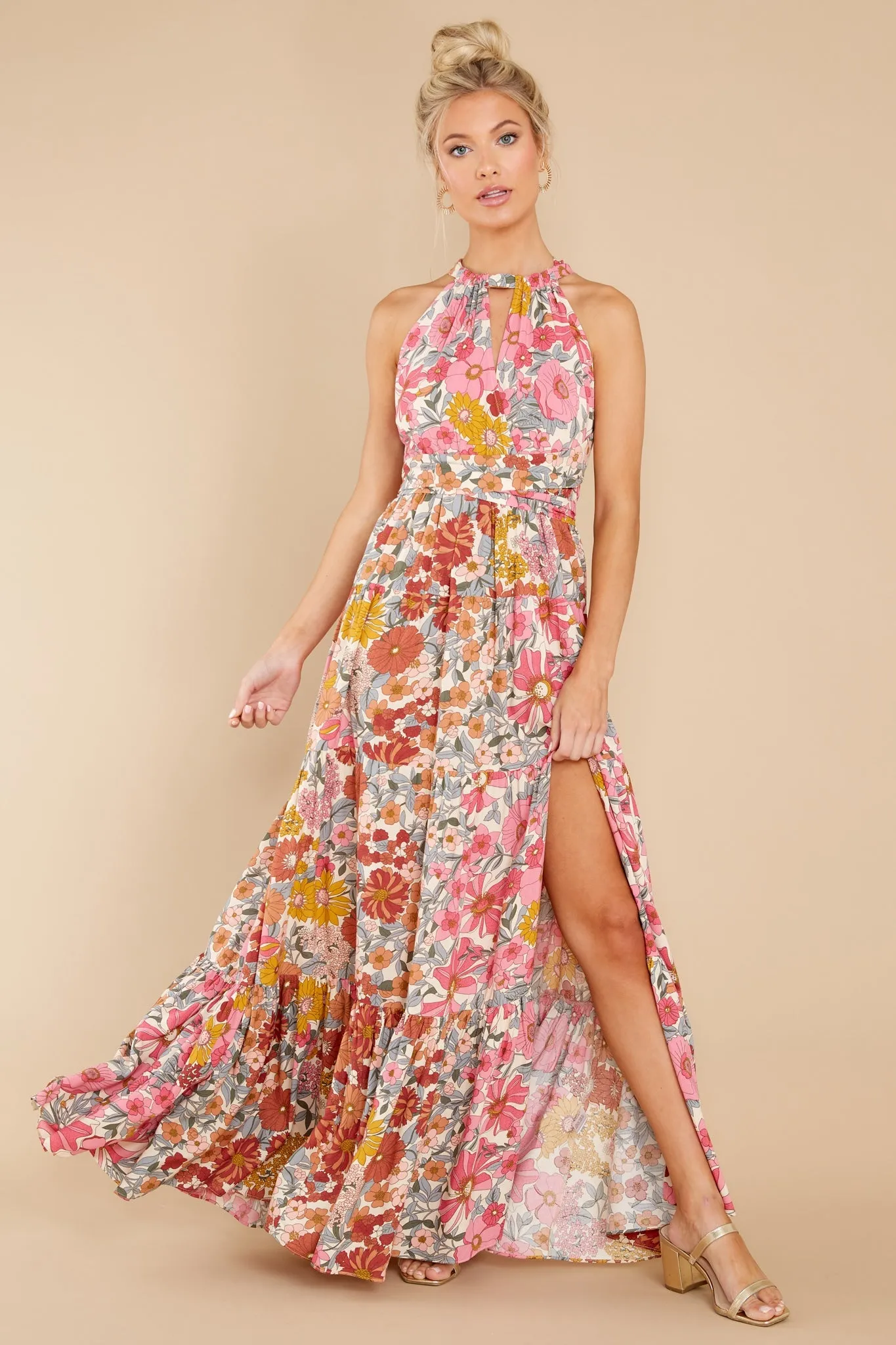 Blossom And Bloom Pink Floral Print Maxi Dress