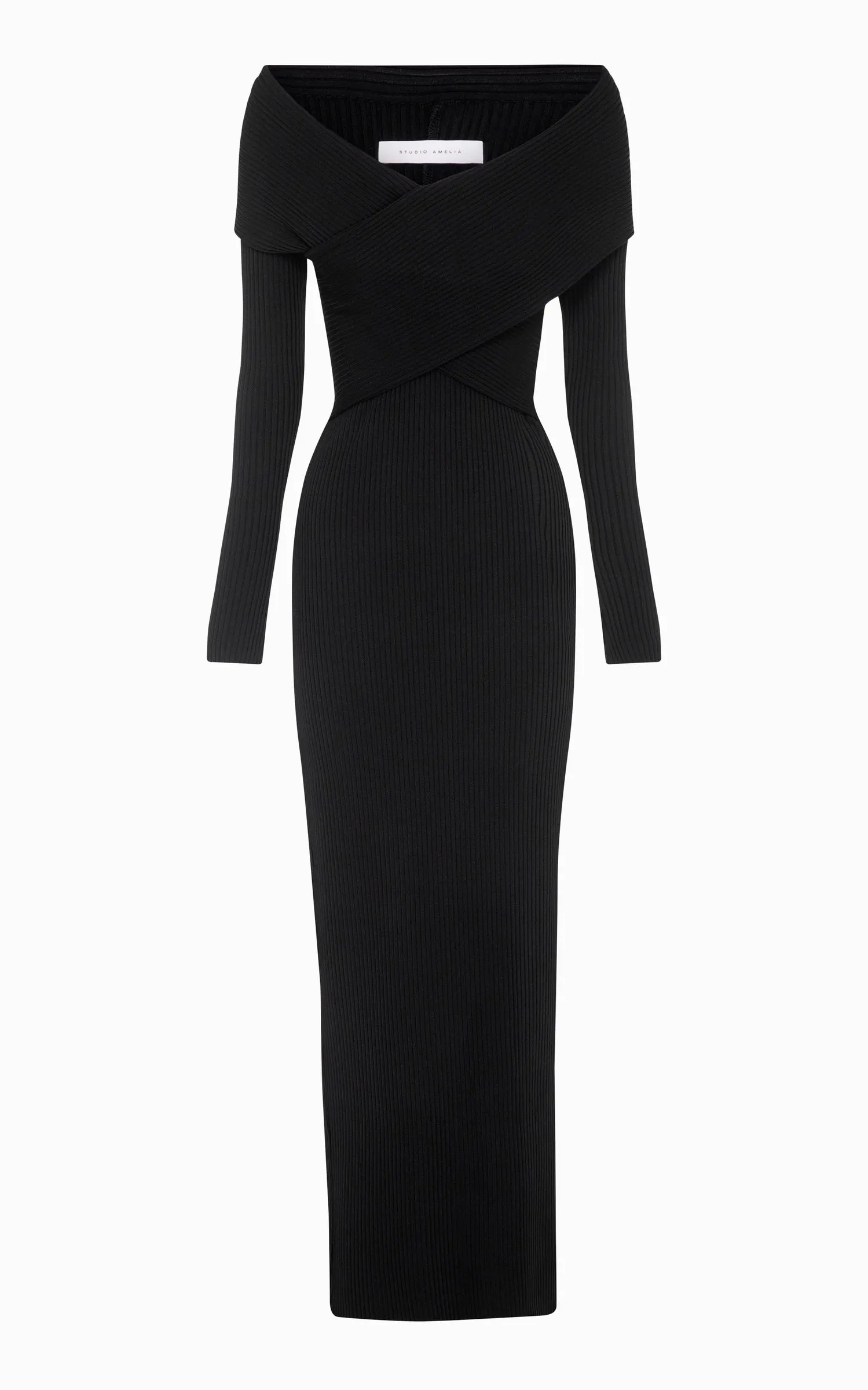 Boa Wrapped Rib Dress | Black