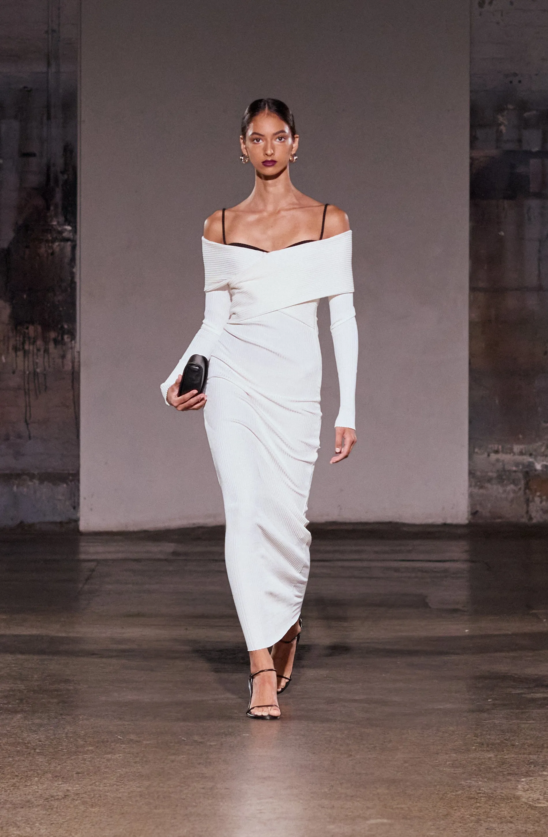 Boa Wrapped Rib Dress | Ivory