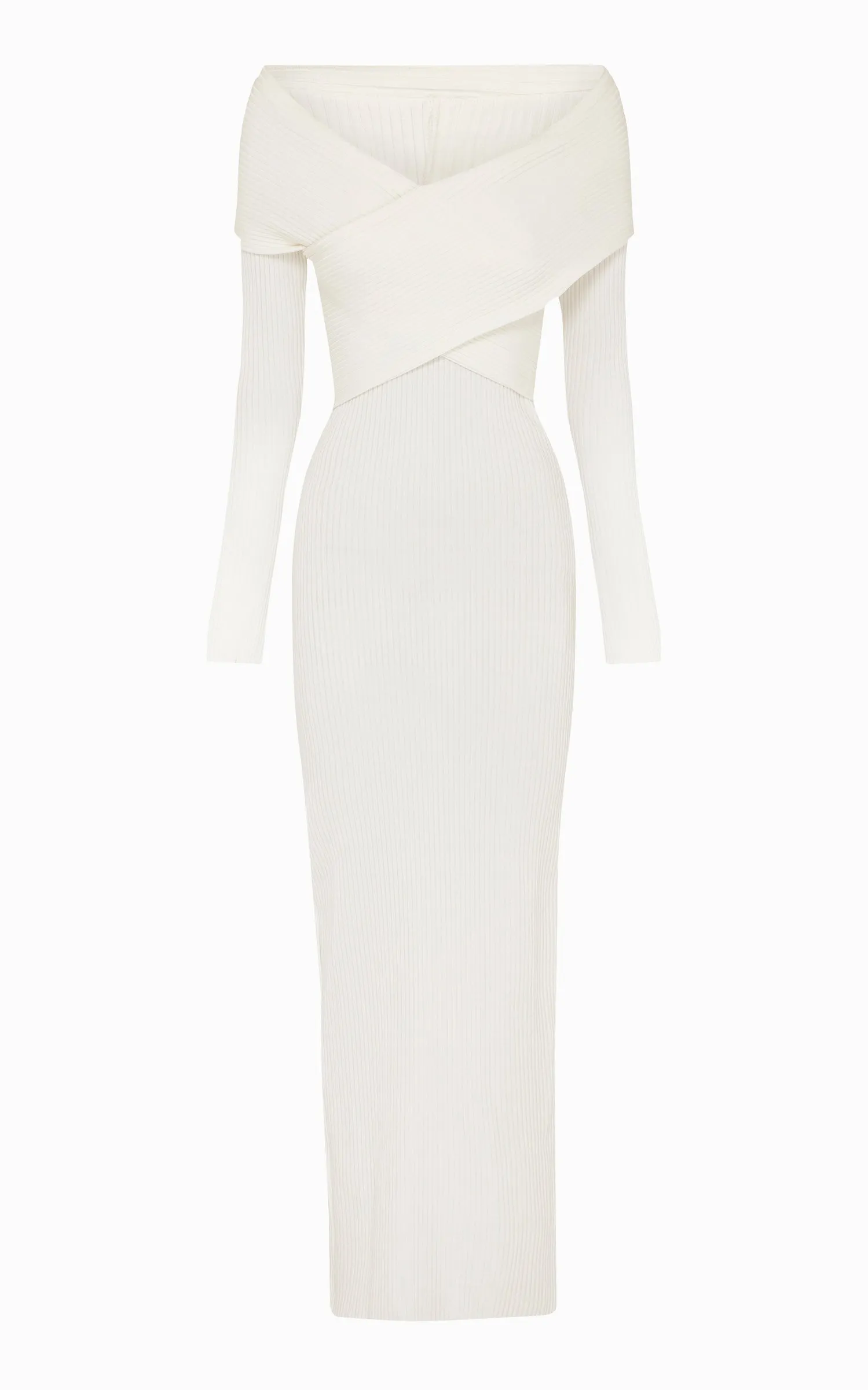 Boa Wrapped Rib Dress | Ivory