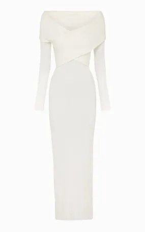 Boa Wrapped Rib Dress | Ivory