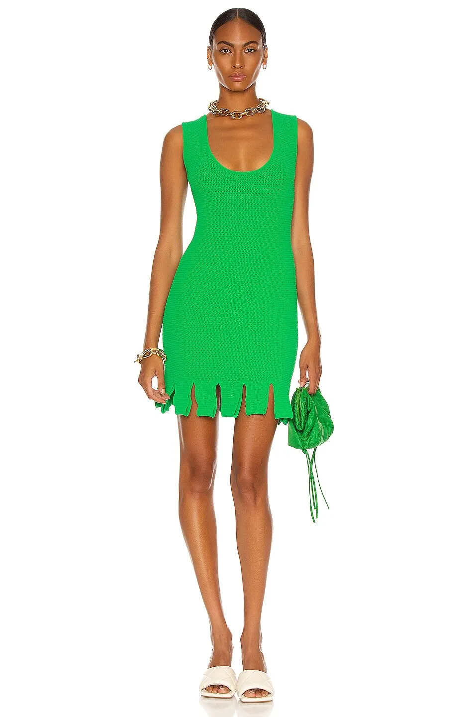 Bottega Veneta Racked Mesh Dress Parakeet (For Hire)