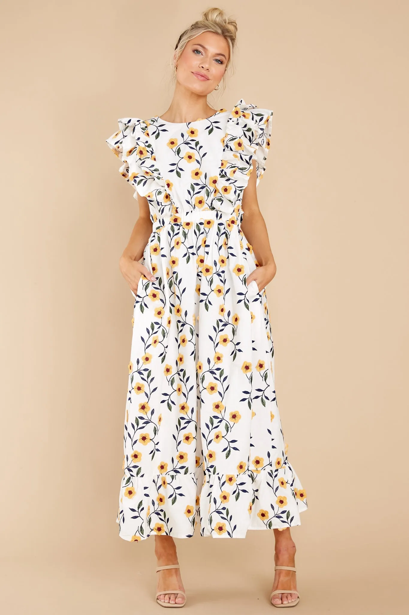 Bring Me Through The Garden White Floral Print Maxi Dress