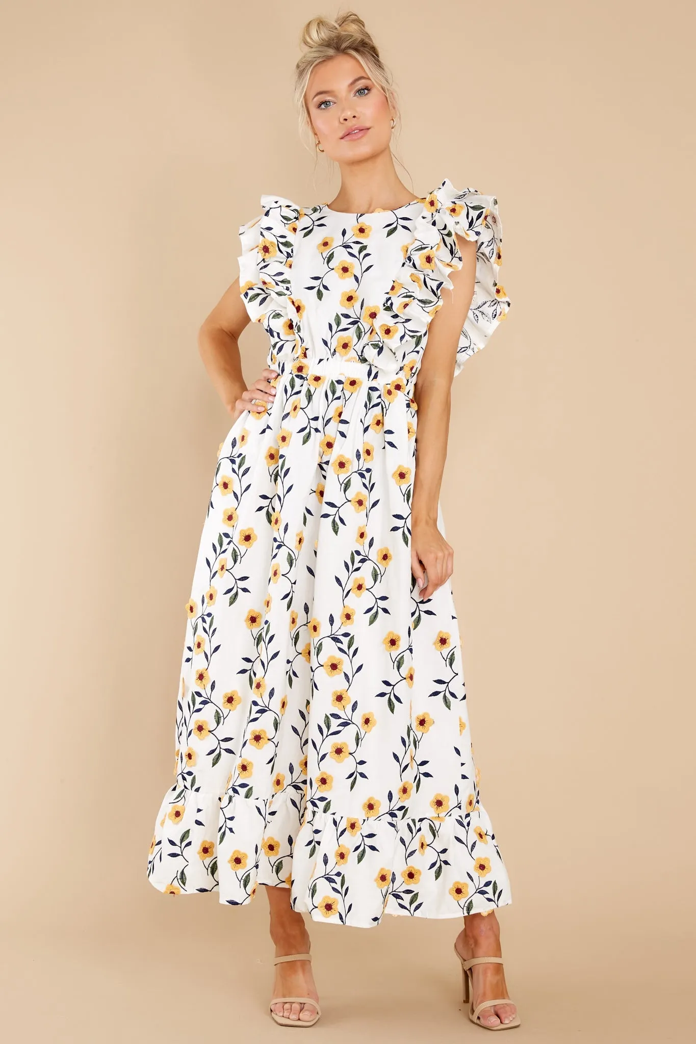 Bring Me Through The Garden White Floral Print Maxi Dress