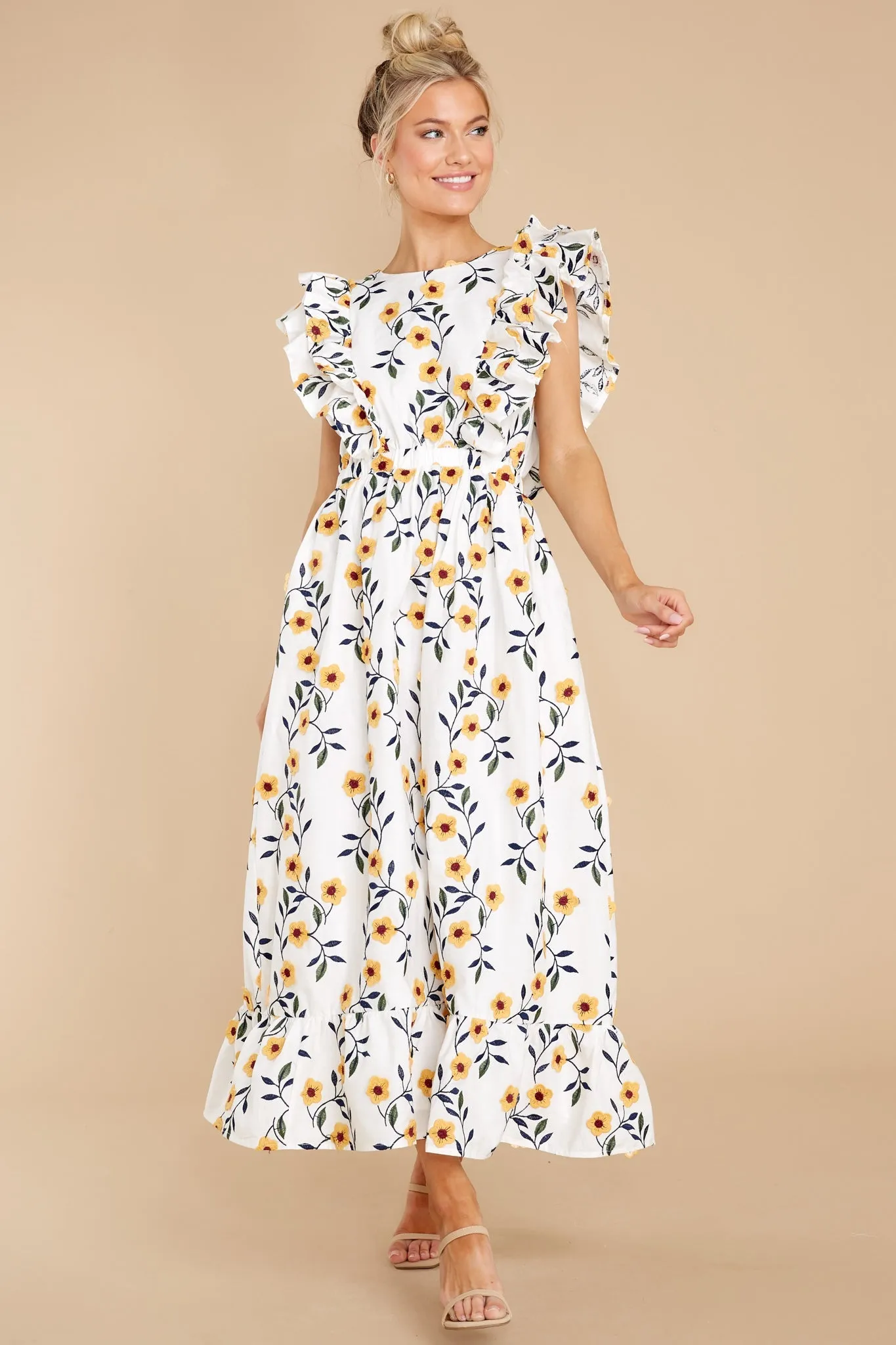 Bring Me Through The Garden White Floral Print Maxi Dress