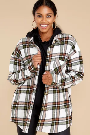 Channel The Flannel White Multi Plaid Shacket