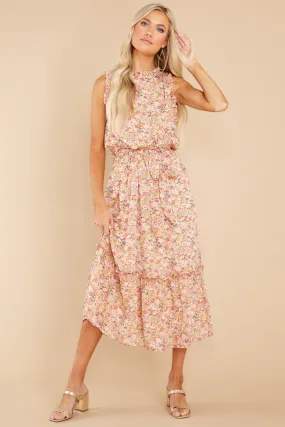 Chasing Wildflowers Blush Floral Print Midi Dress