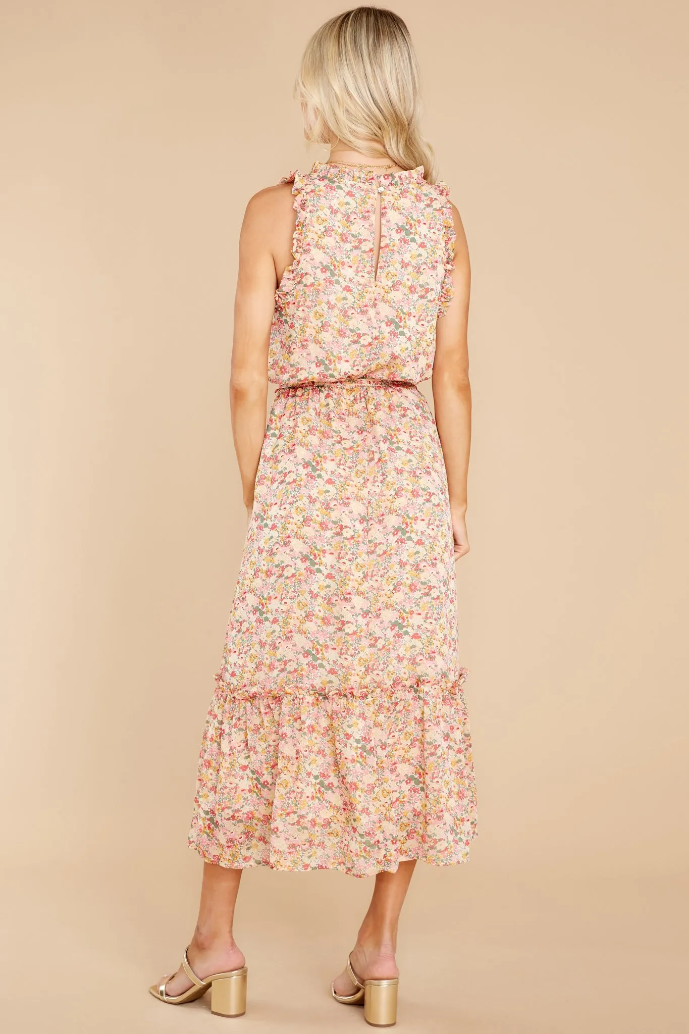 Chasing Wildflowers Blush Floral Print Midi Dress