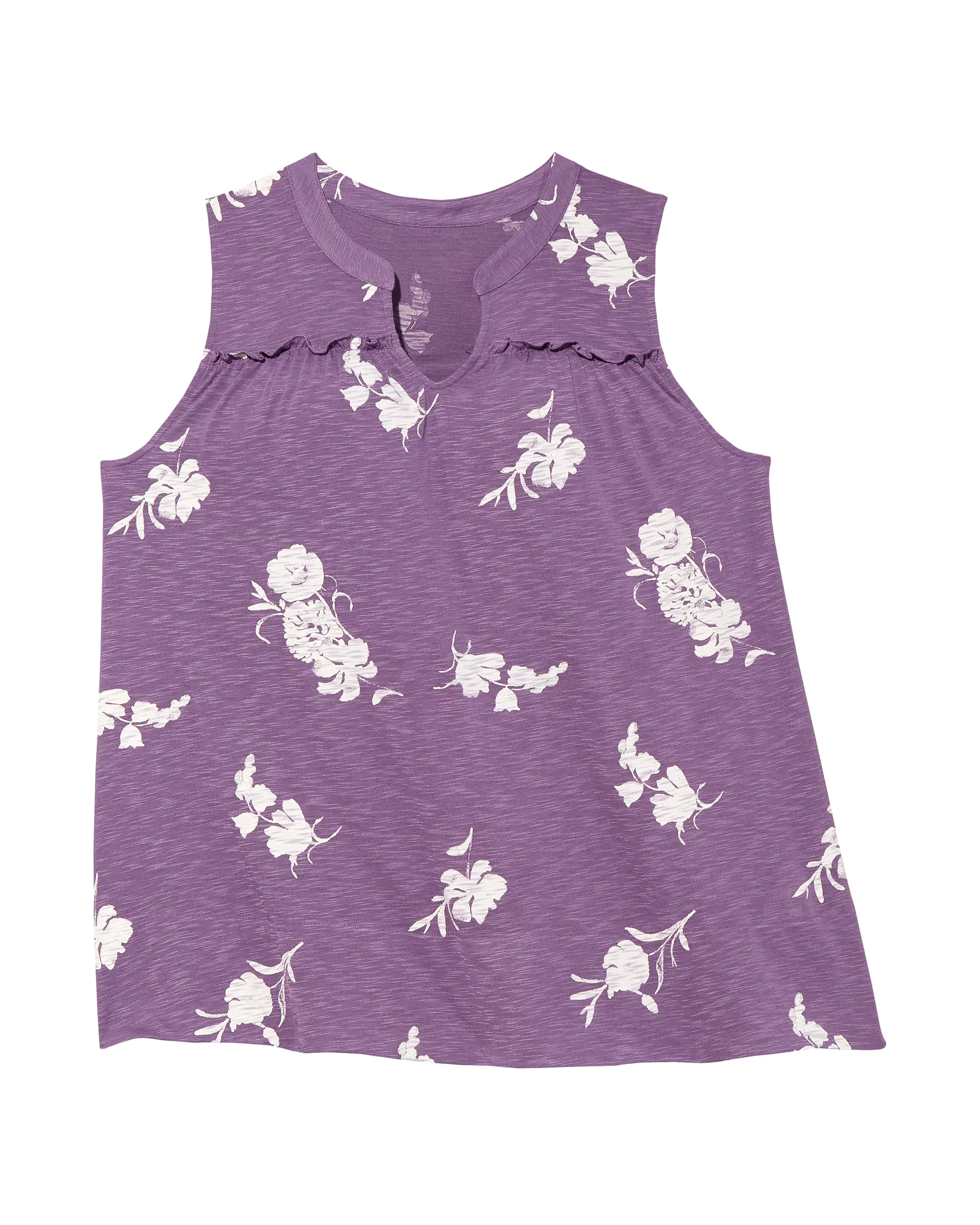 Circe Sleeveless Ruffle Top | Purple / White