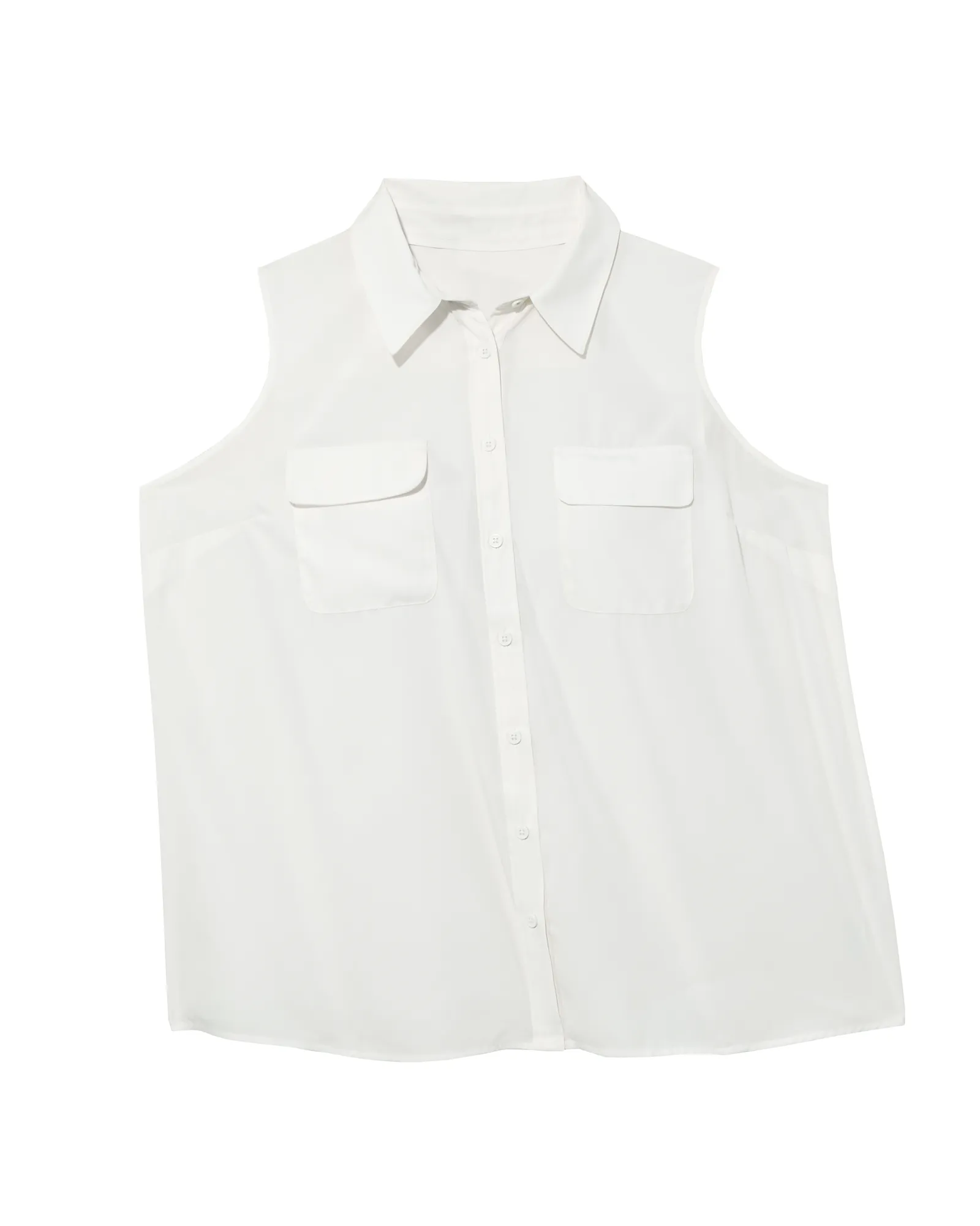 Corinna Sleeveless Silky Buttondown Shirt | Ivory