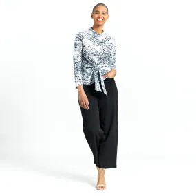 Cozy Shimmer Texture - Center Front Tie Sweater Top