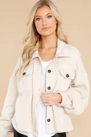 Cream Burnout Cropped Shirt Jacket