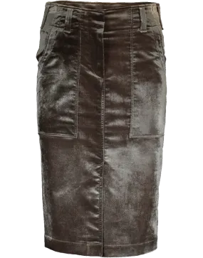 Crushed Velvet Utility Pencil Skirt