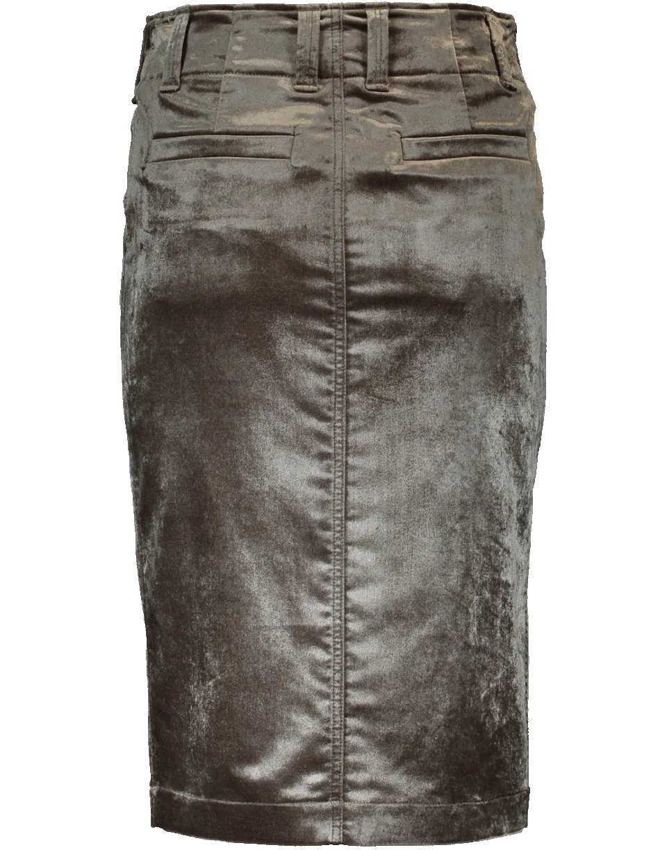 Crushed Velvet Utility Pencil Skirt