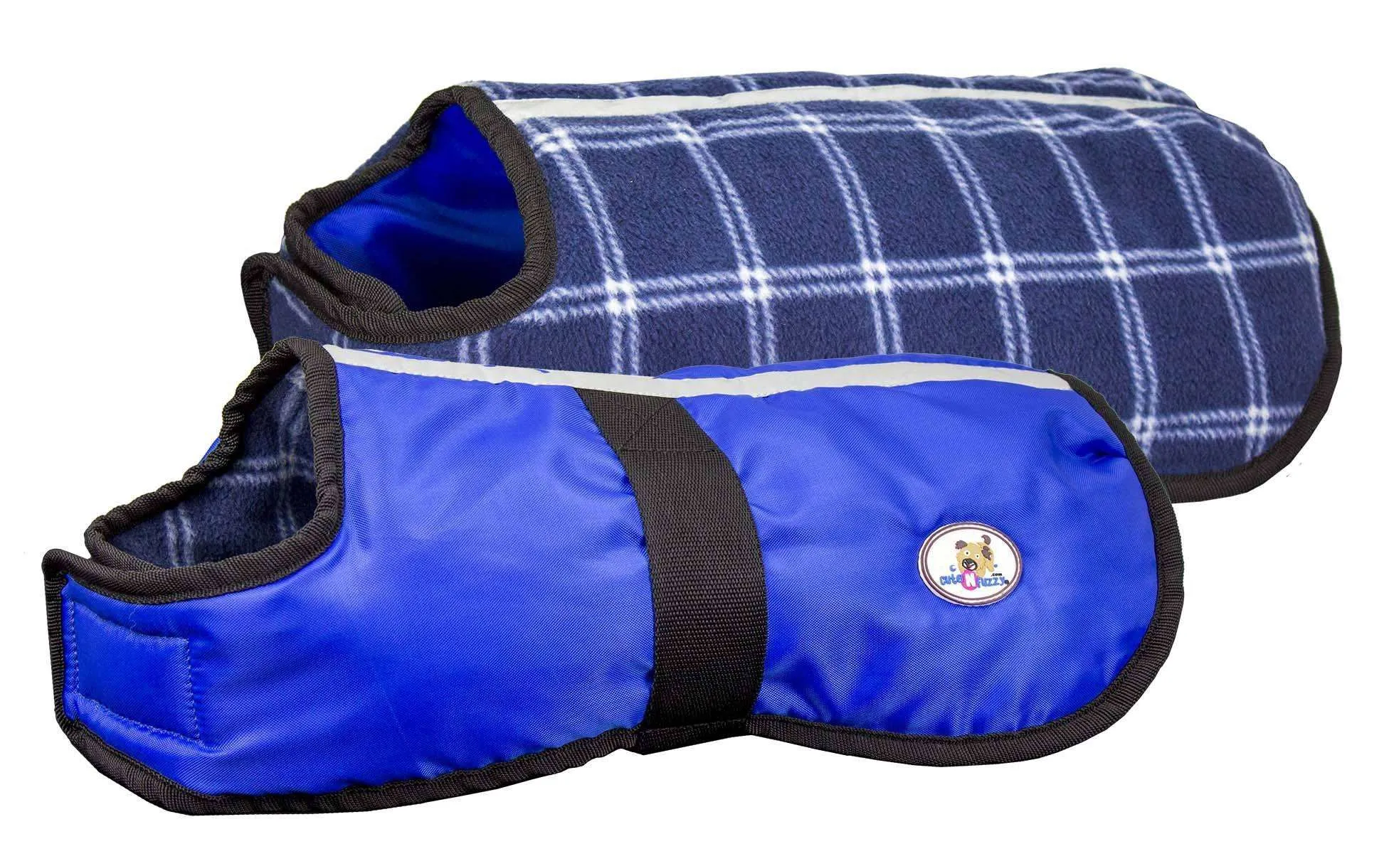 CuteNfuzzy 420D Weather Repellent Insulated Dog Coat Reversible with Reflective Stripe