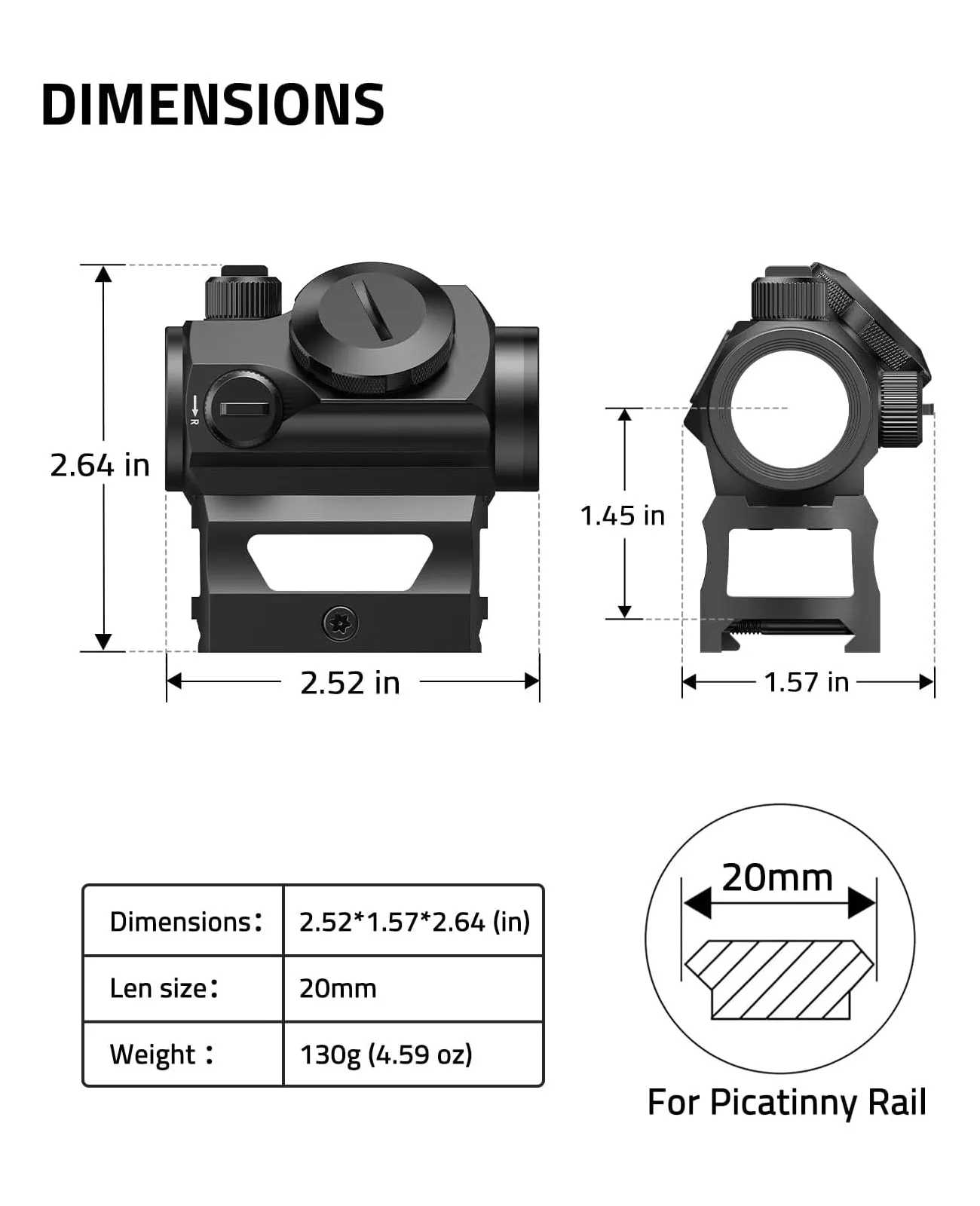 CVLIFE JackalHowl 1x20mm 2MOA Dot Sight Red Green Motion Awake Dot Sight