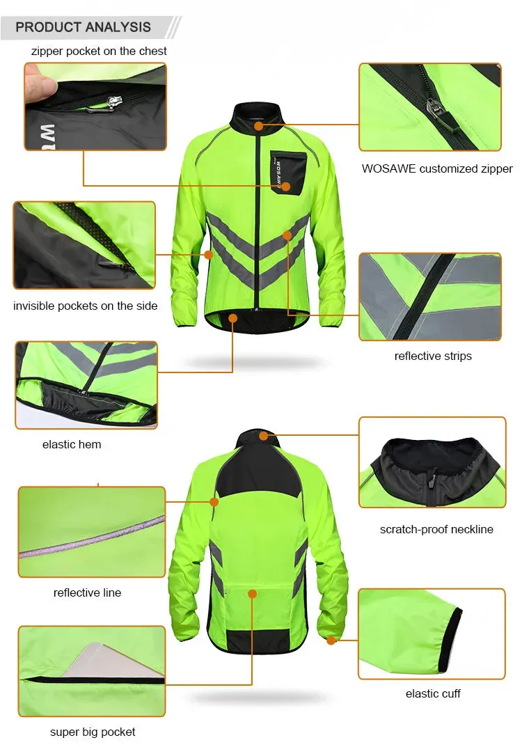 Cycling Rain Jacket High Visibility MultiFunction Jersey Road MTB Bike Bicycle Windproof Quick Dry Rain Coat Windbreaker