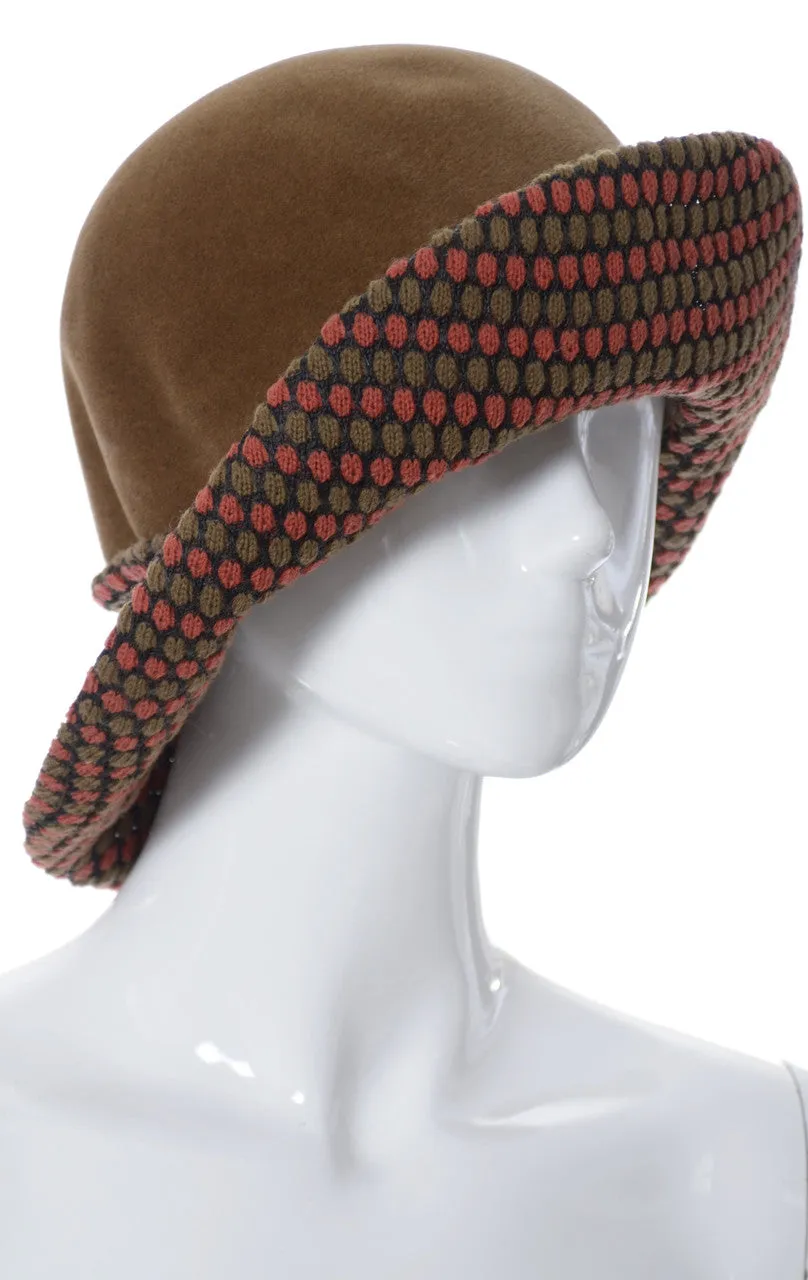 Dale Kelly Vintage Brown Felted Wool Hat with Patterned Knit Brim