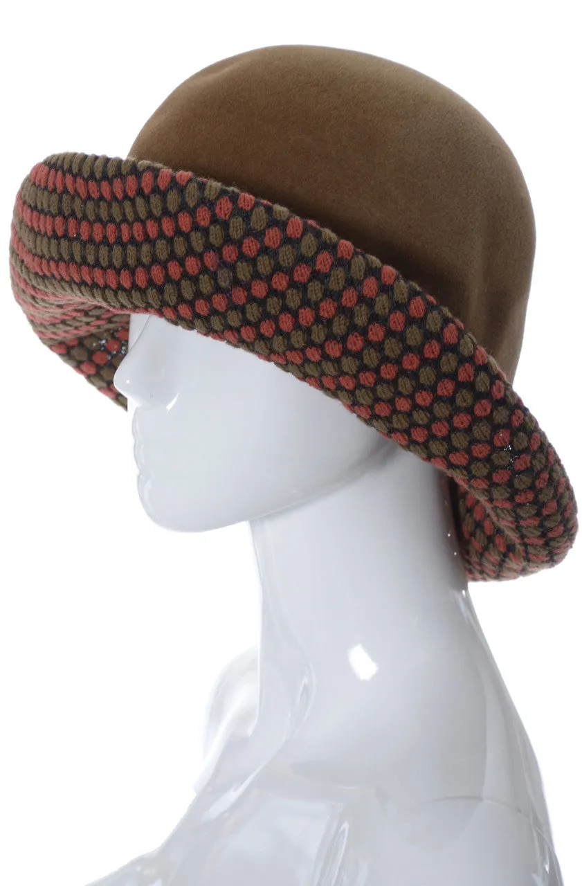 Dale Kelly Vintage Brown Felted Wool Hat with Patterned Knit Brim