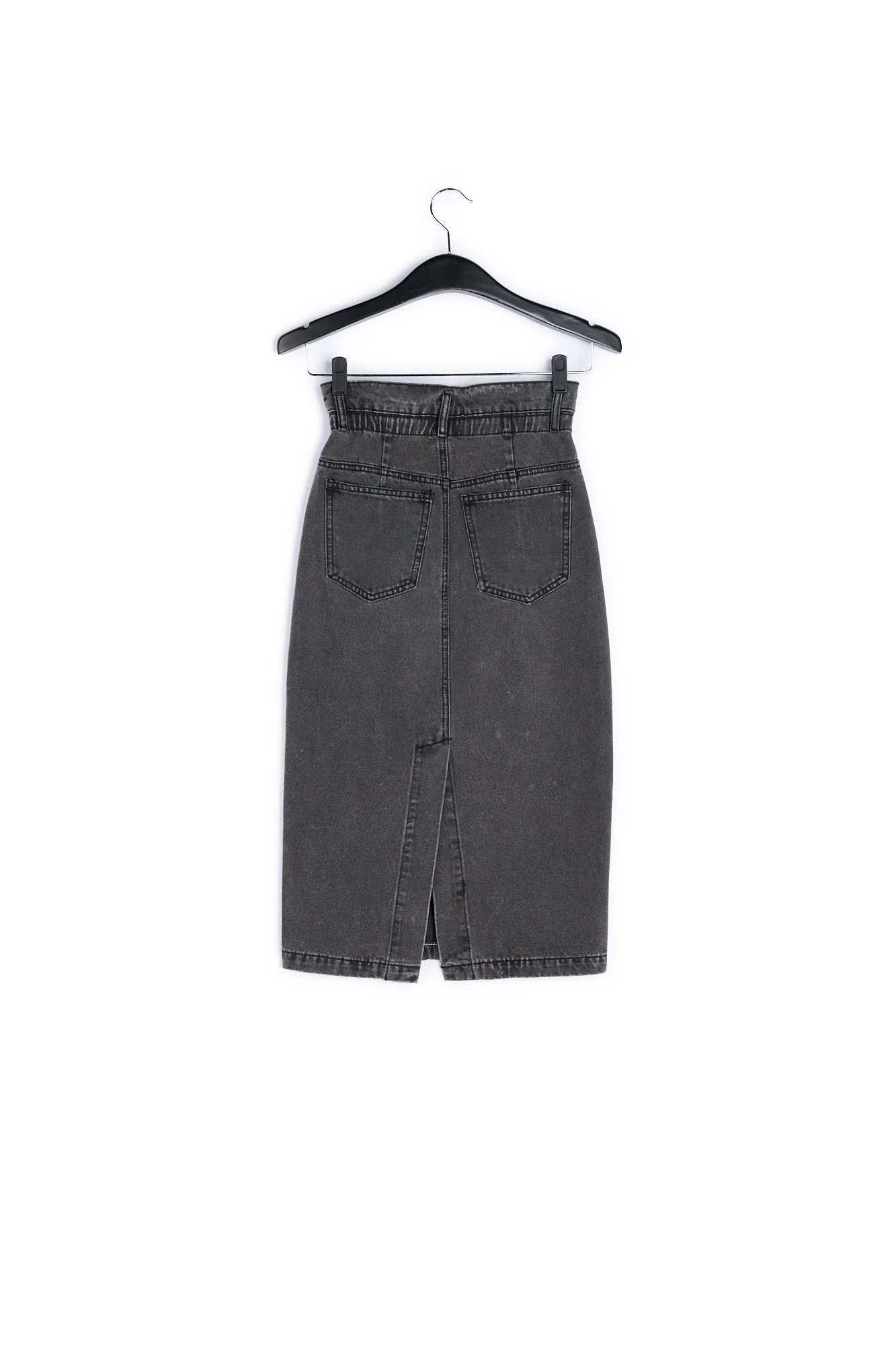 Dark grey denim pencil skirt