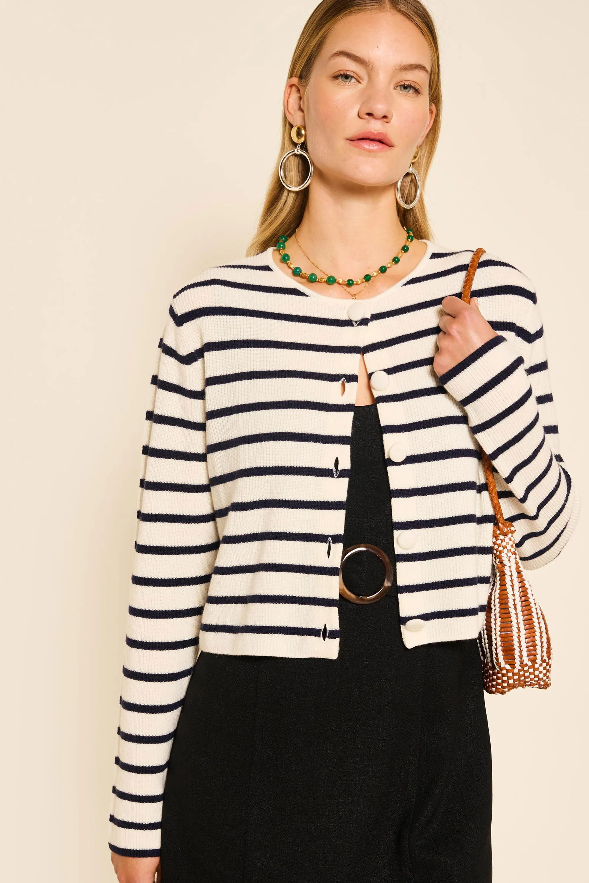 Denisa - Stripe Jacquard Navy