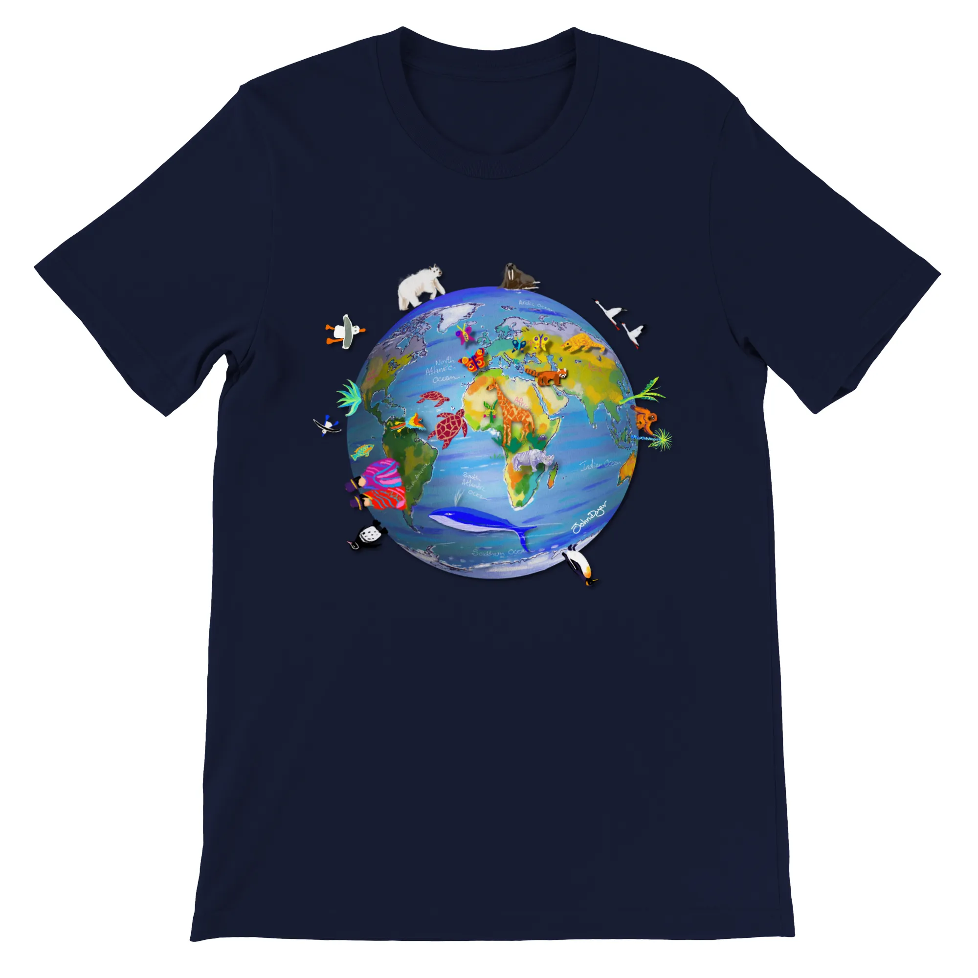 Earth Art T-Shirt by Artist John Dyer. Climate Change and Wildlife - Last Chance to Paint