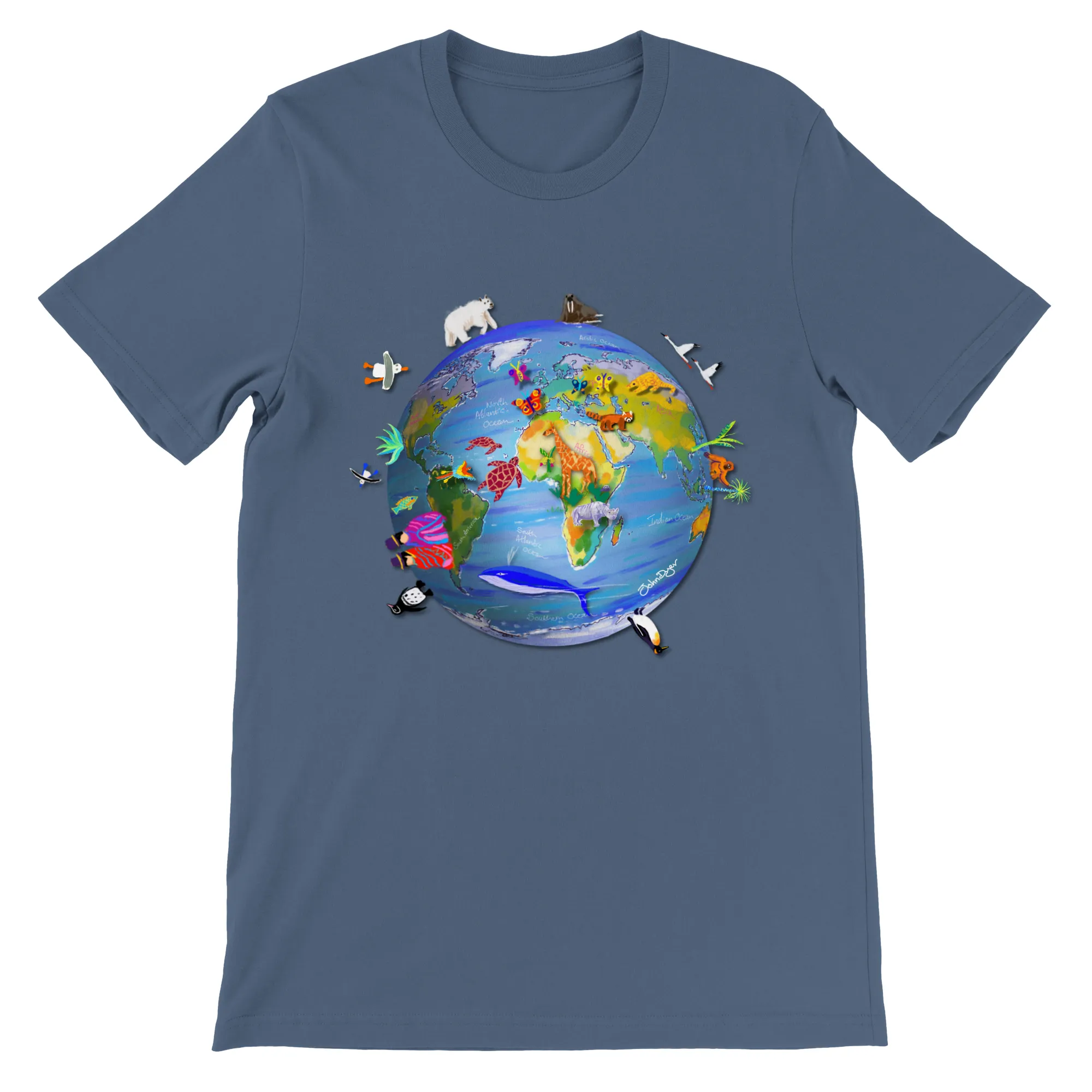 Earth Art T-Shirt by Artist John Dyer. Climate Change and Wildlife - Last Chance to Paint