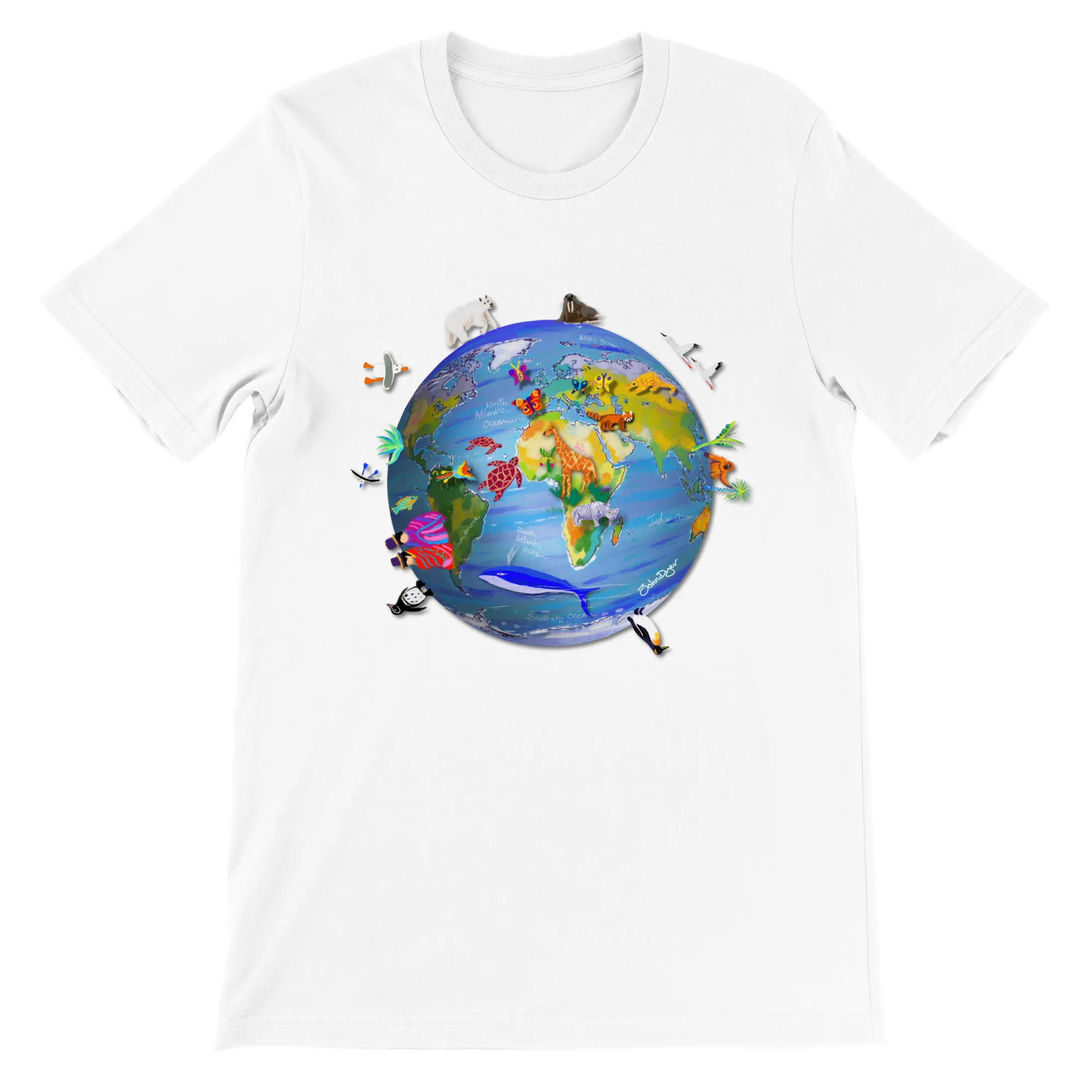 Earth Art T-Shirt by Artist John Dyer. Climate Change and Wildlife - Last Chance to Paint