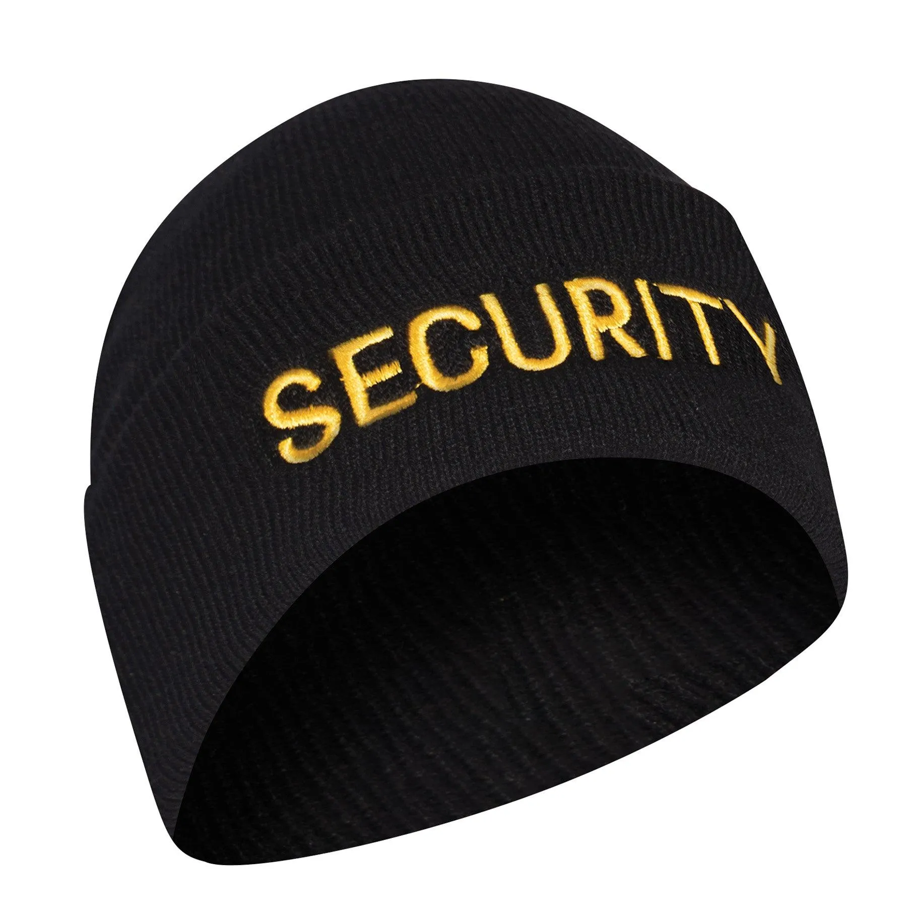 Embroidered Security Watch Cap - Black & Gold