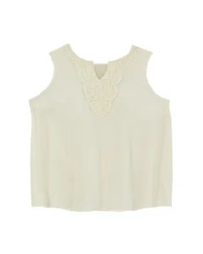 Emilia Embroidered Sleeveless Blouse | Ivory