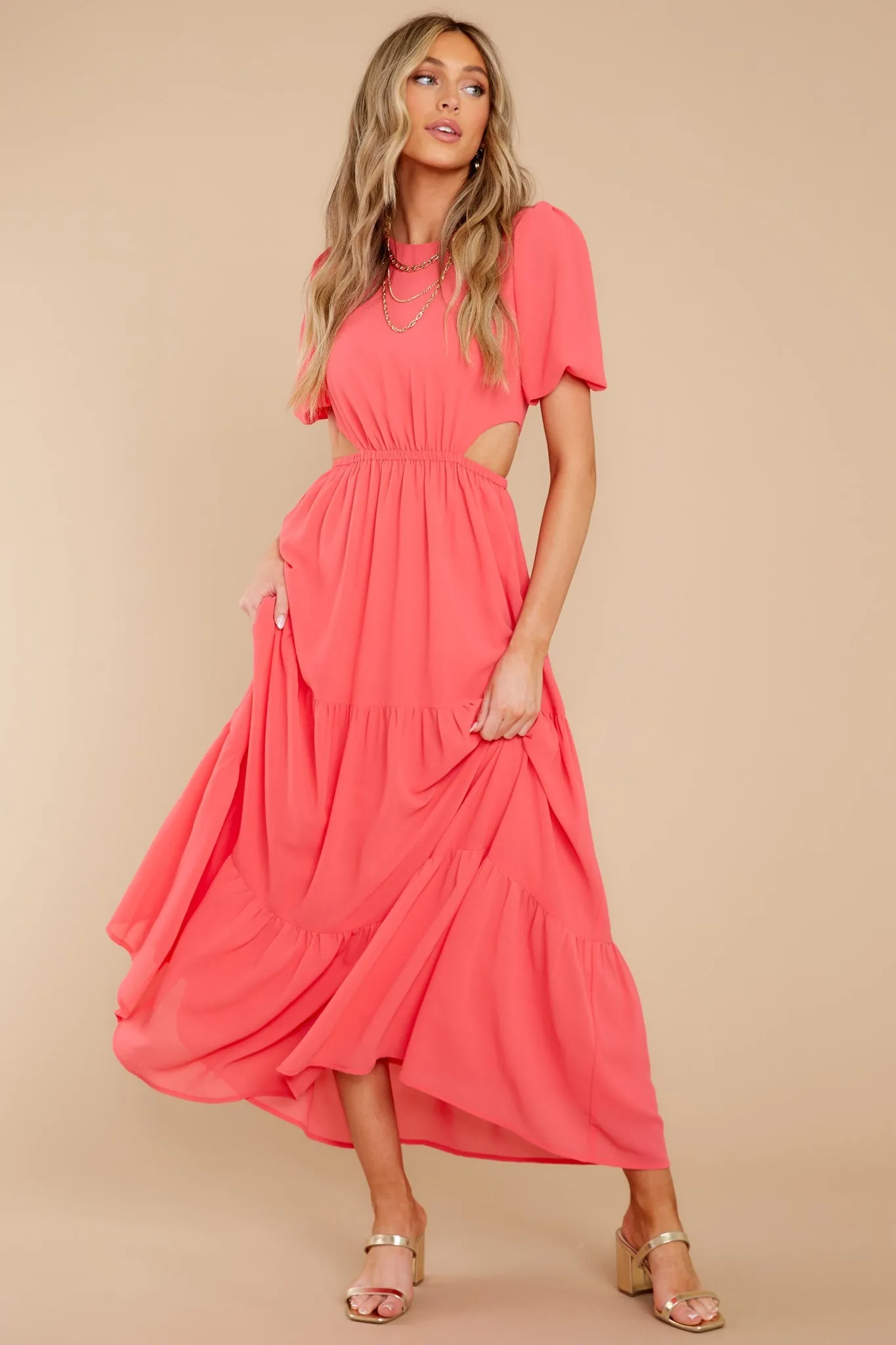 Enjoy The Sunshine Coral Maxi Dress