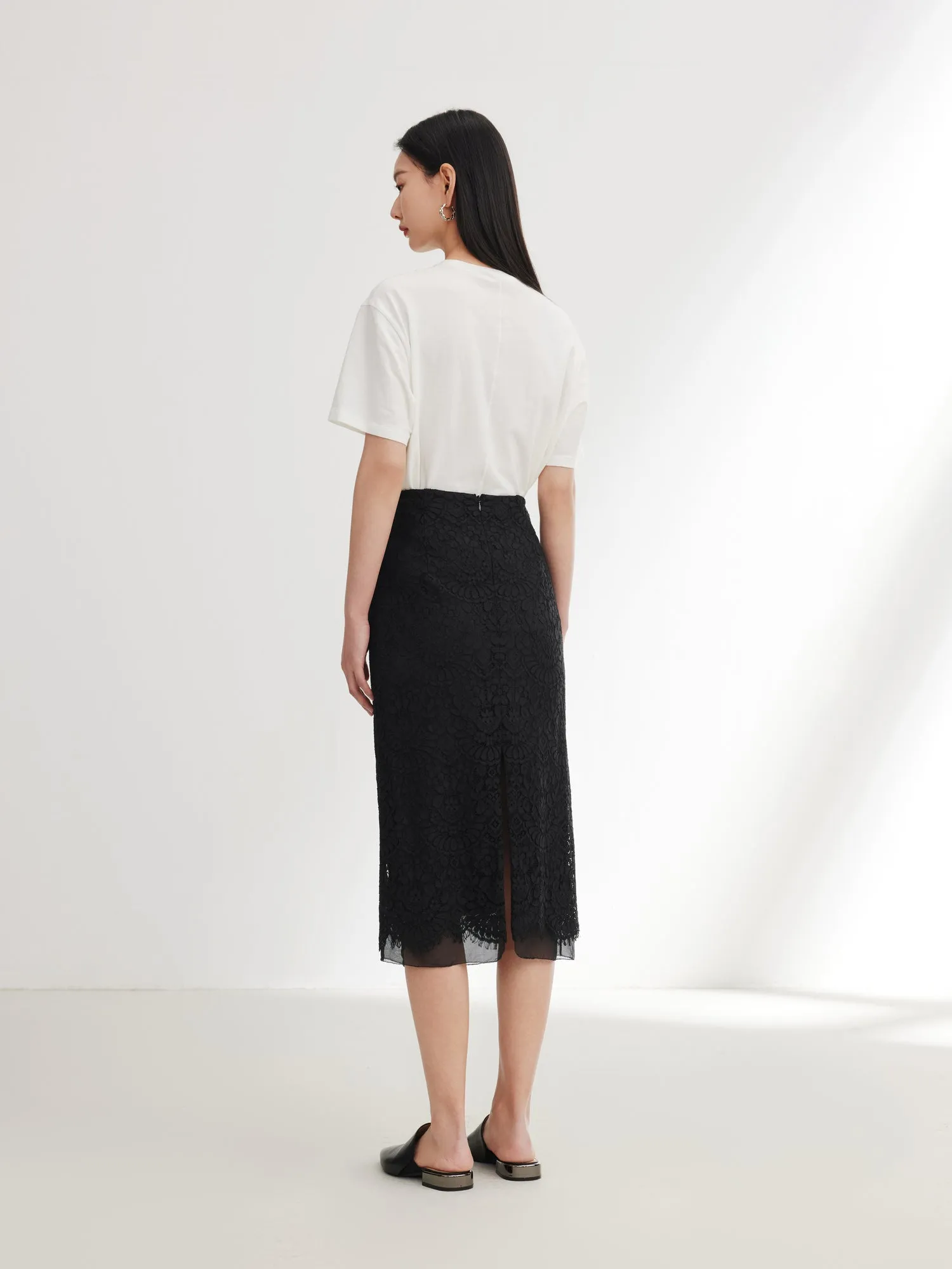 EP YAYING Lace Straight Skirt