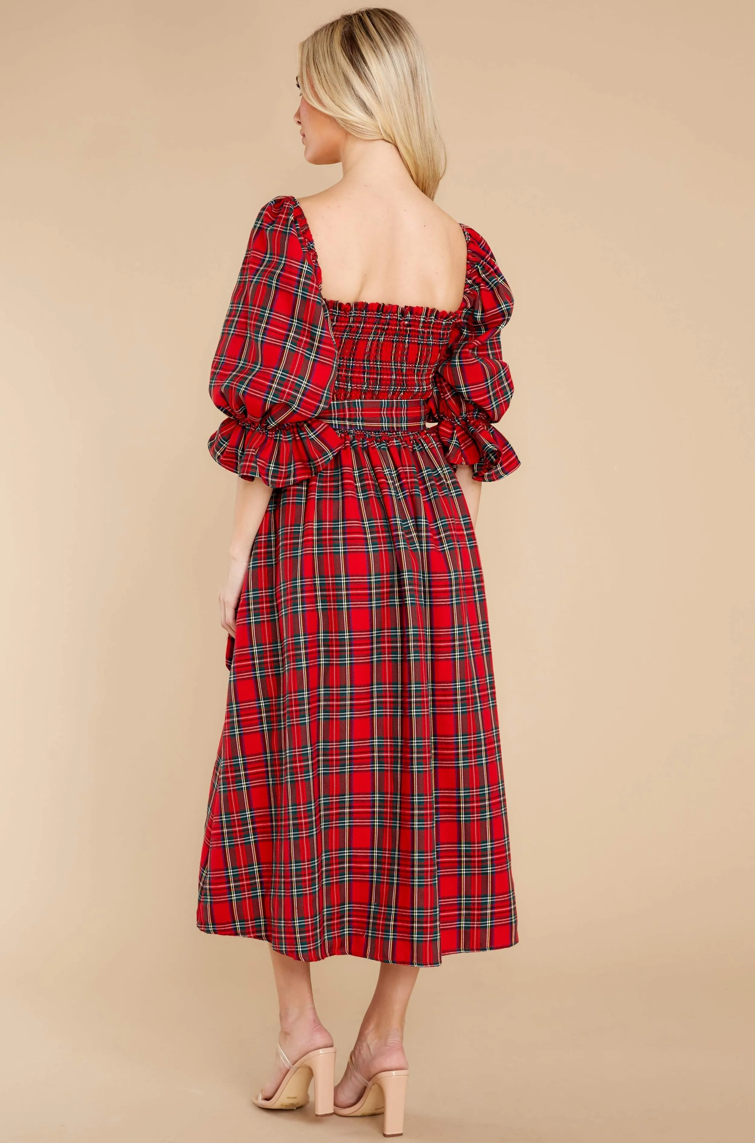 Everyday Cheer Red Plaid Maxi Dress