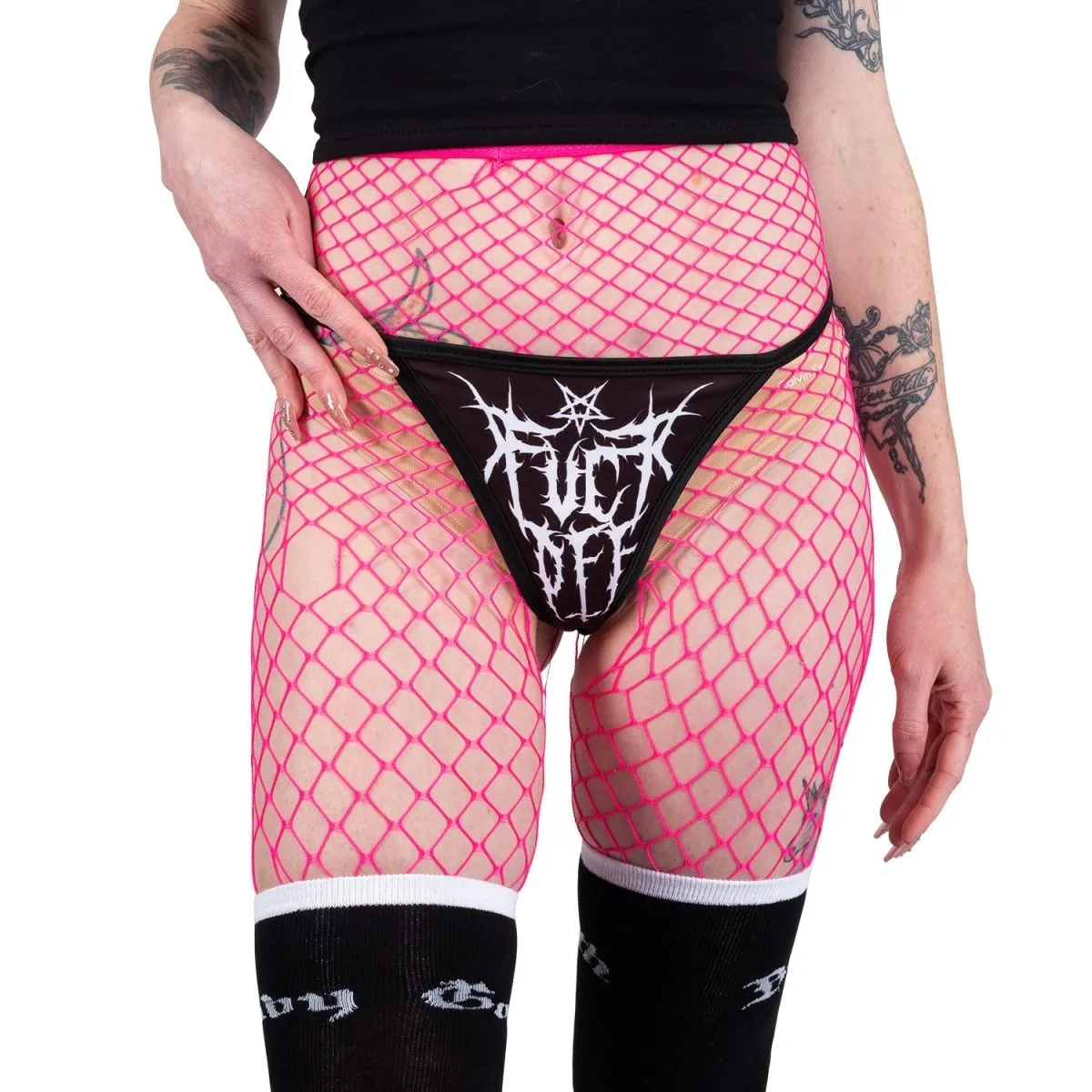 F Off Black Metal Logo Thong Underwear