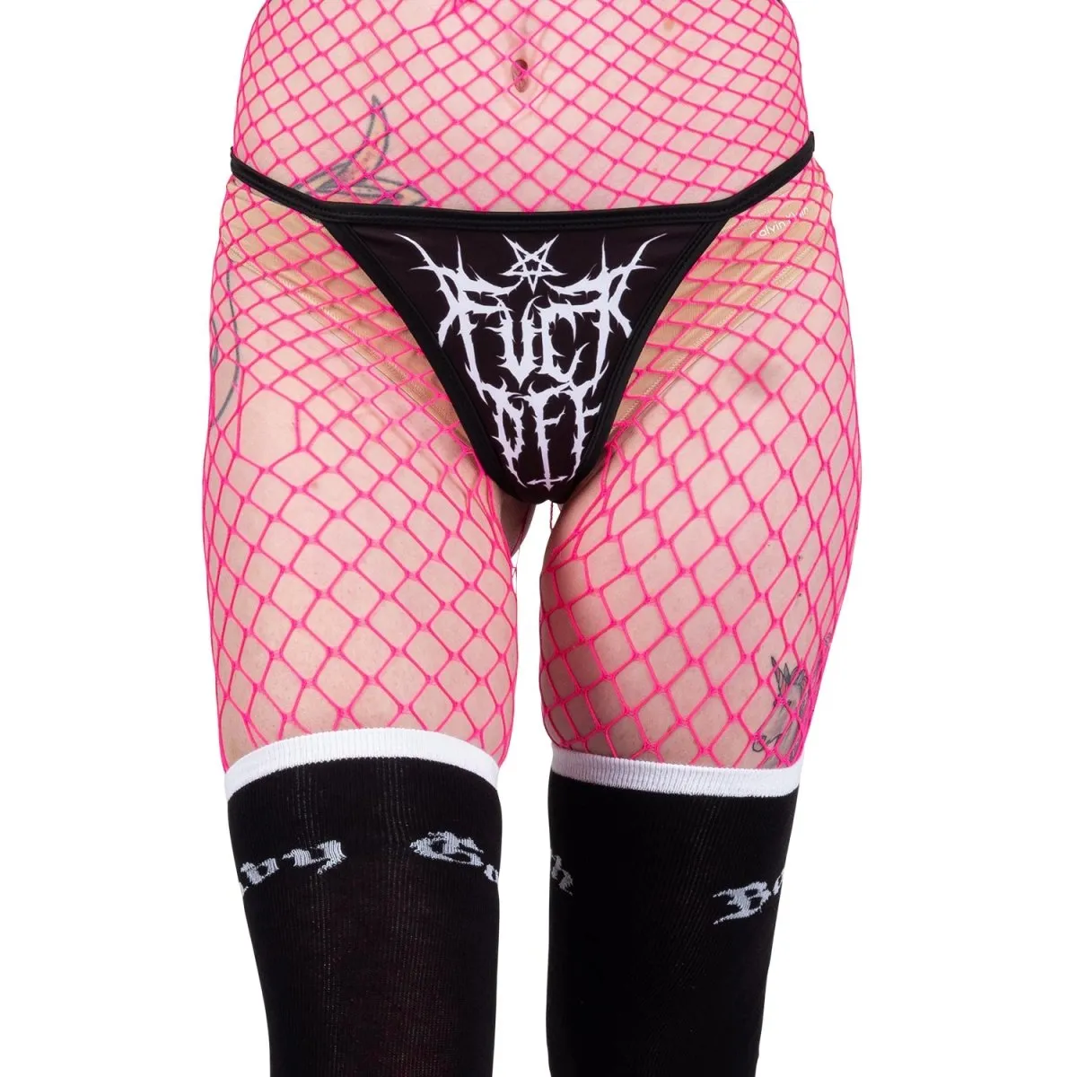 F Off Black Metal Logo Thong Underwear