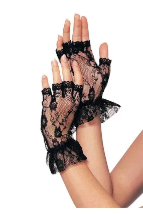 Fingerless Lace Ruffle Gloves