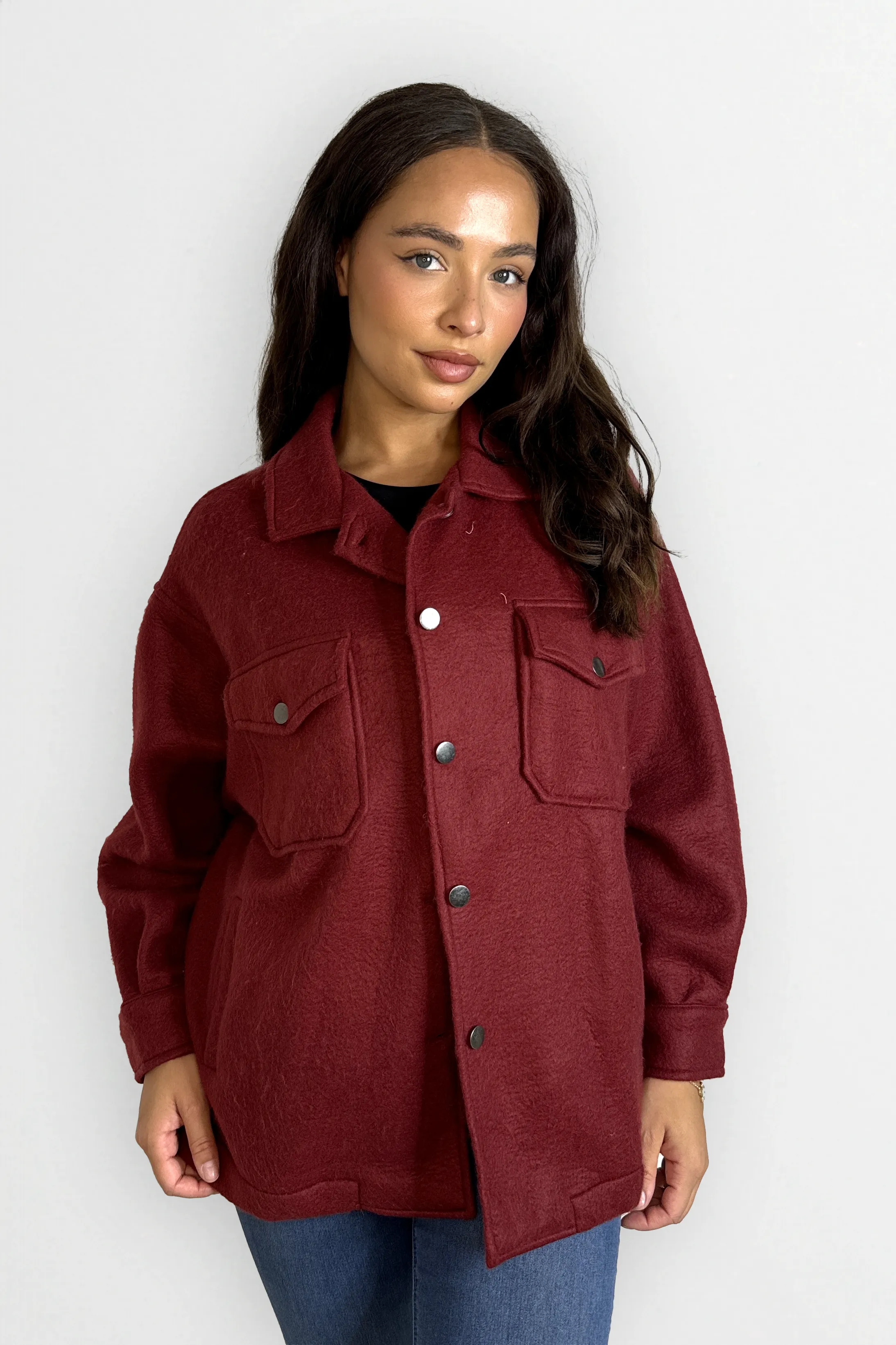 Fleeced Large Pocket Plain Shacket