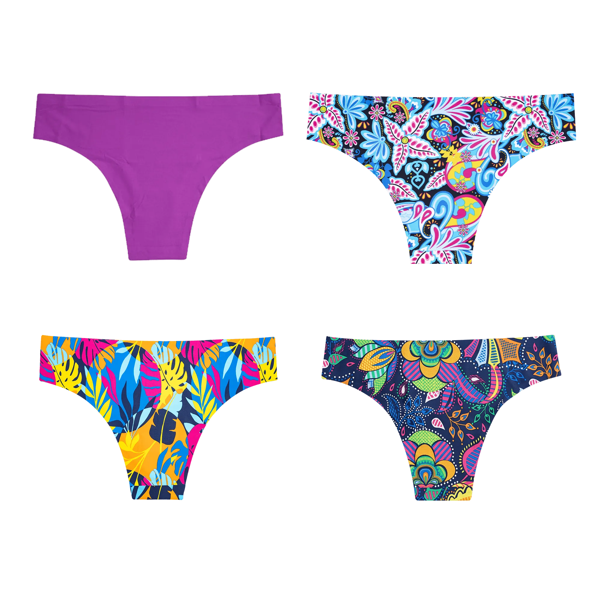 Floral Bundle - Ladies Seamless Brazilian Briefs 4 Pack Bundle