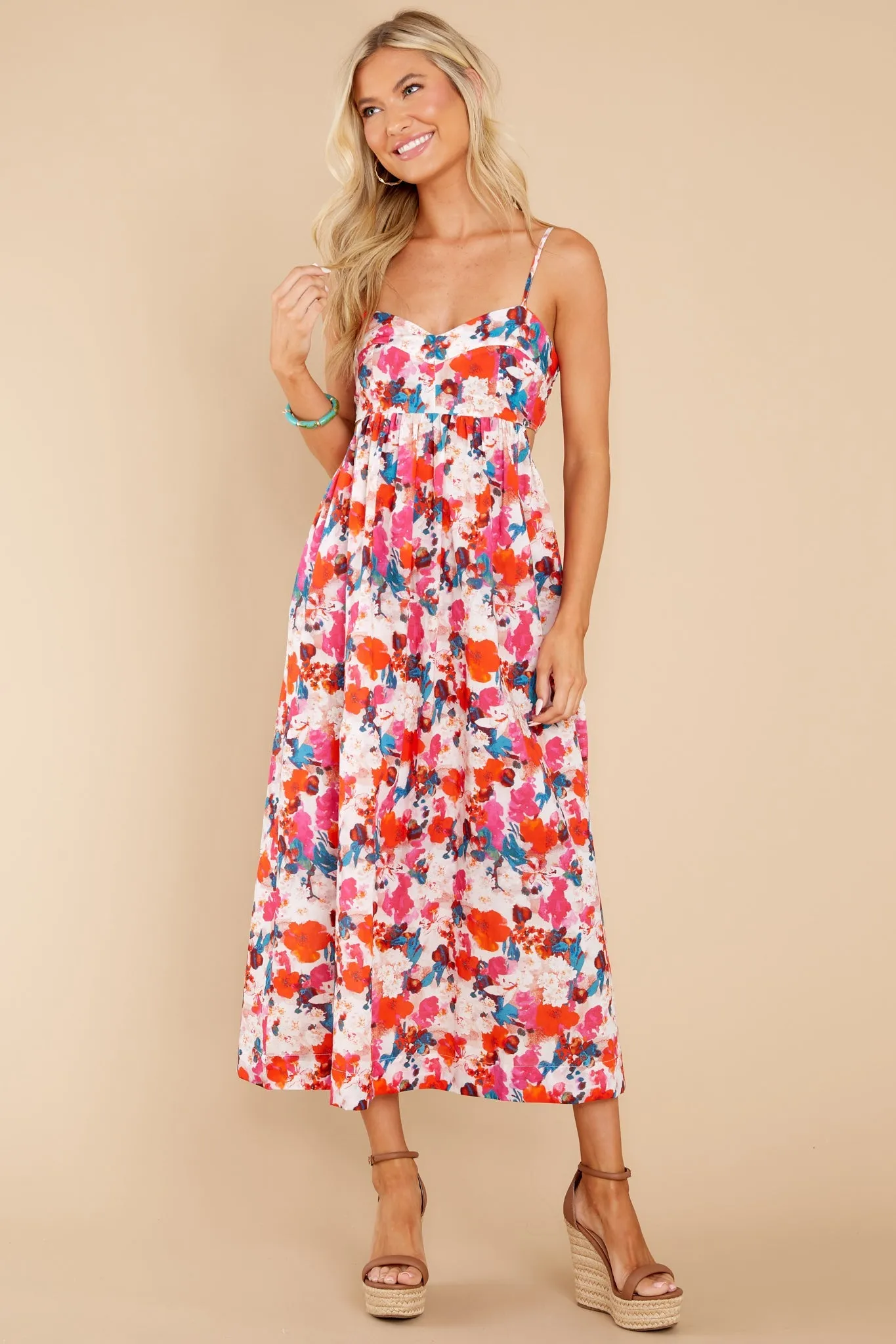 Flowers From You Red Floral Print Maxi Dress