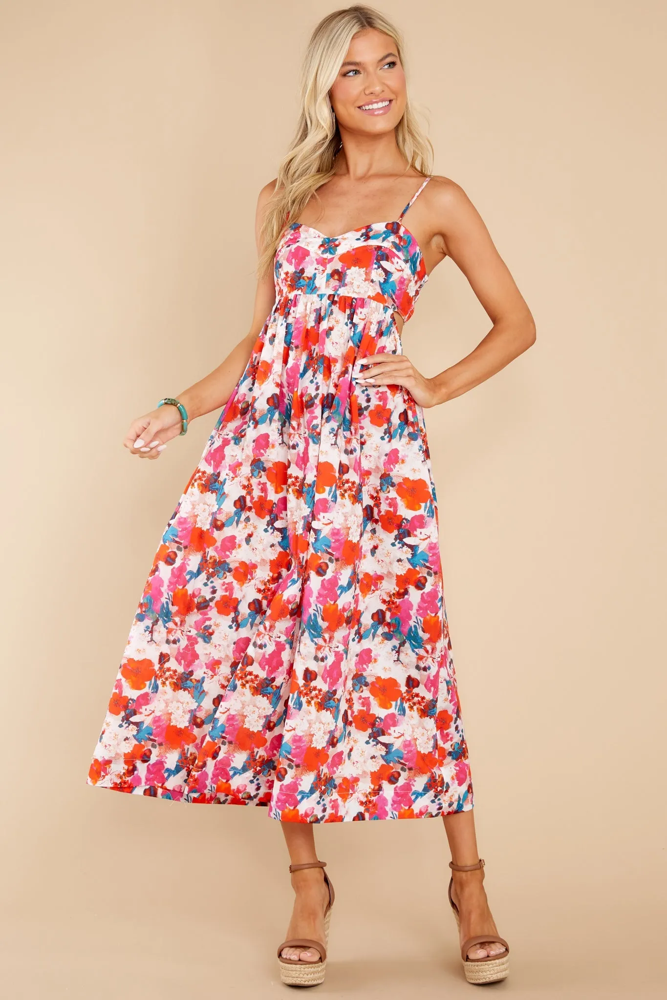 Flowers From You Red Floral Print Maxi Dress