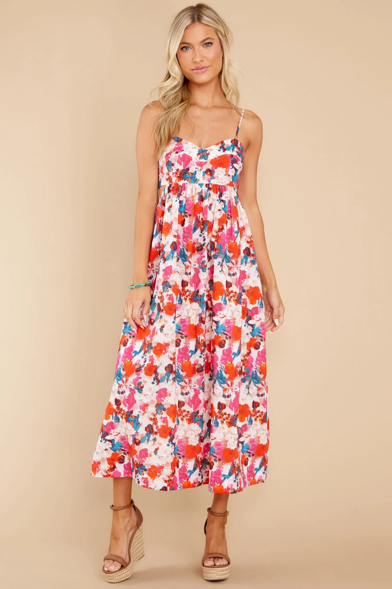 Flowers From You Red Floral Print Maxi Dress