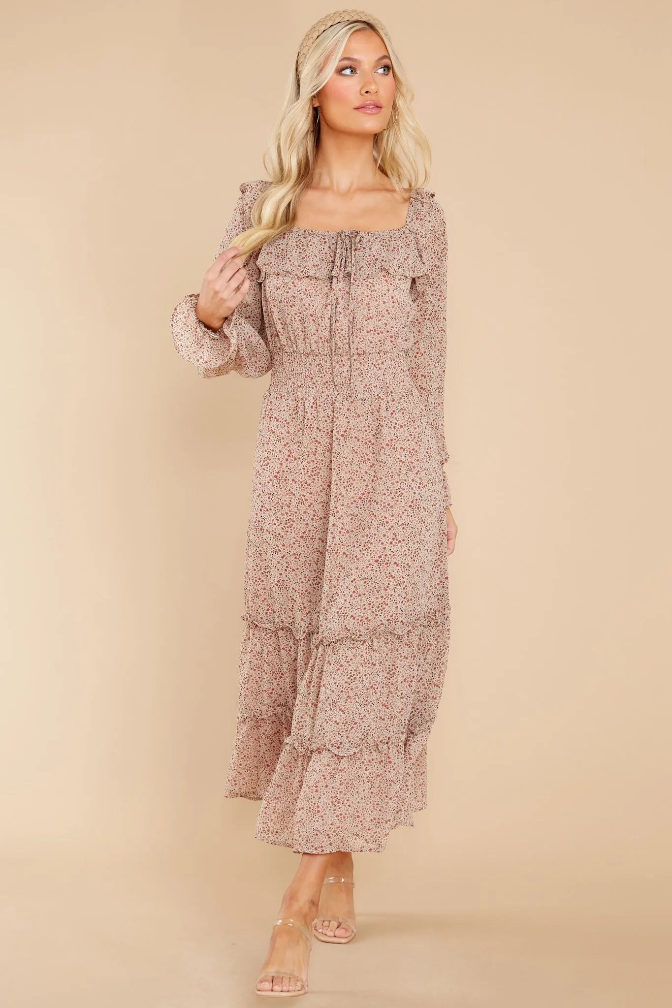 Forever Crush Mauve Floral Print Midi Dress