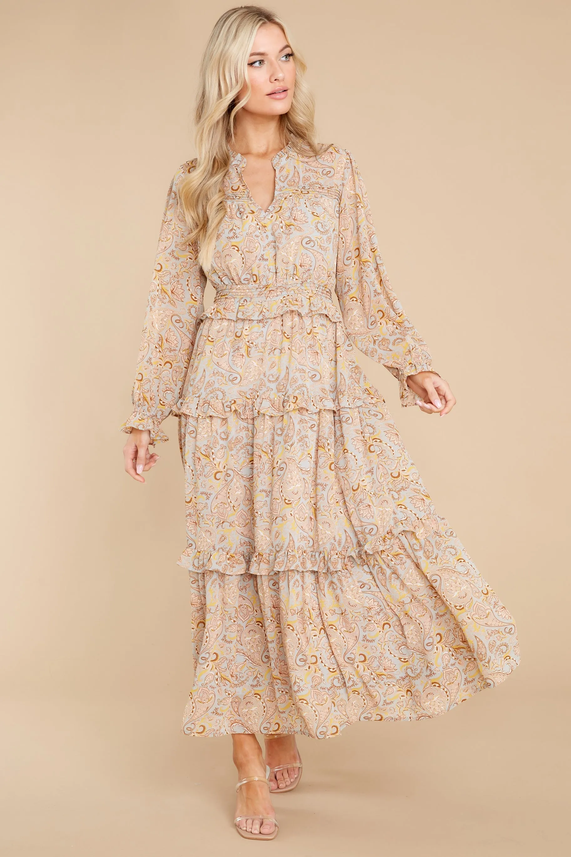 From The Willows Dusty Mint And Natural Print Maxi Dress