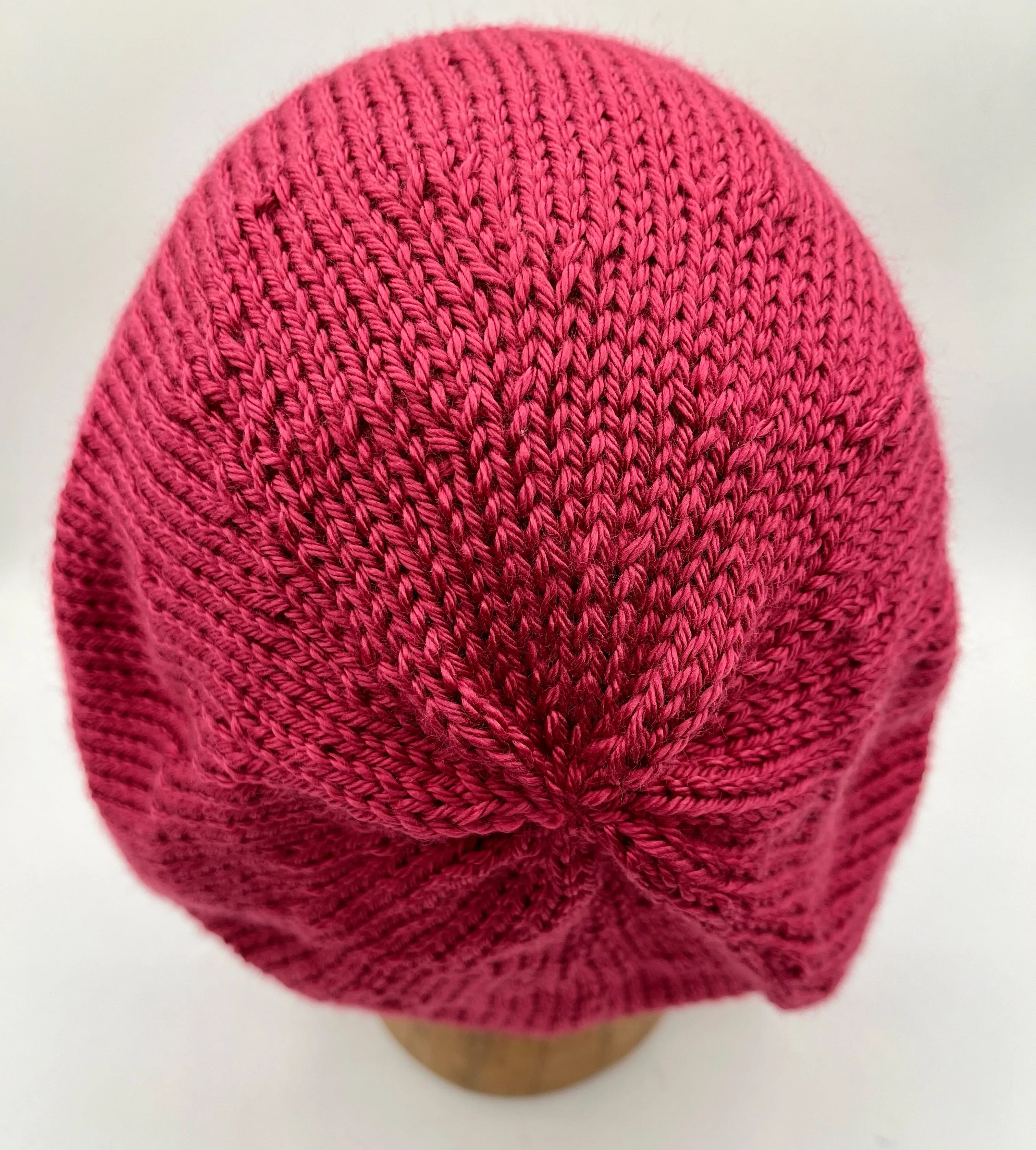 Fuschia Acrylic Stockinette Knit Slouch Hat