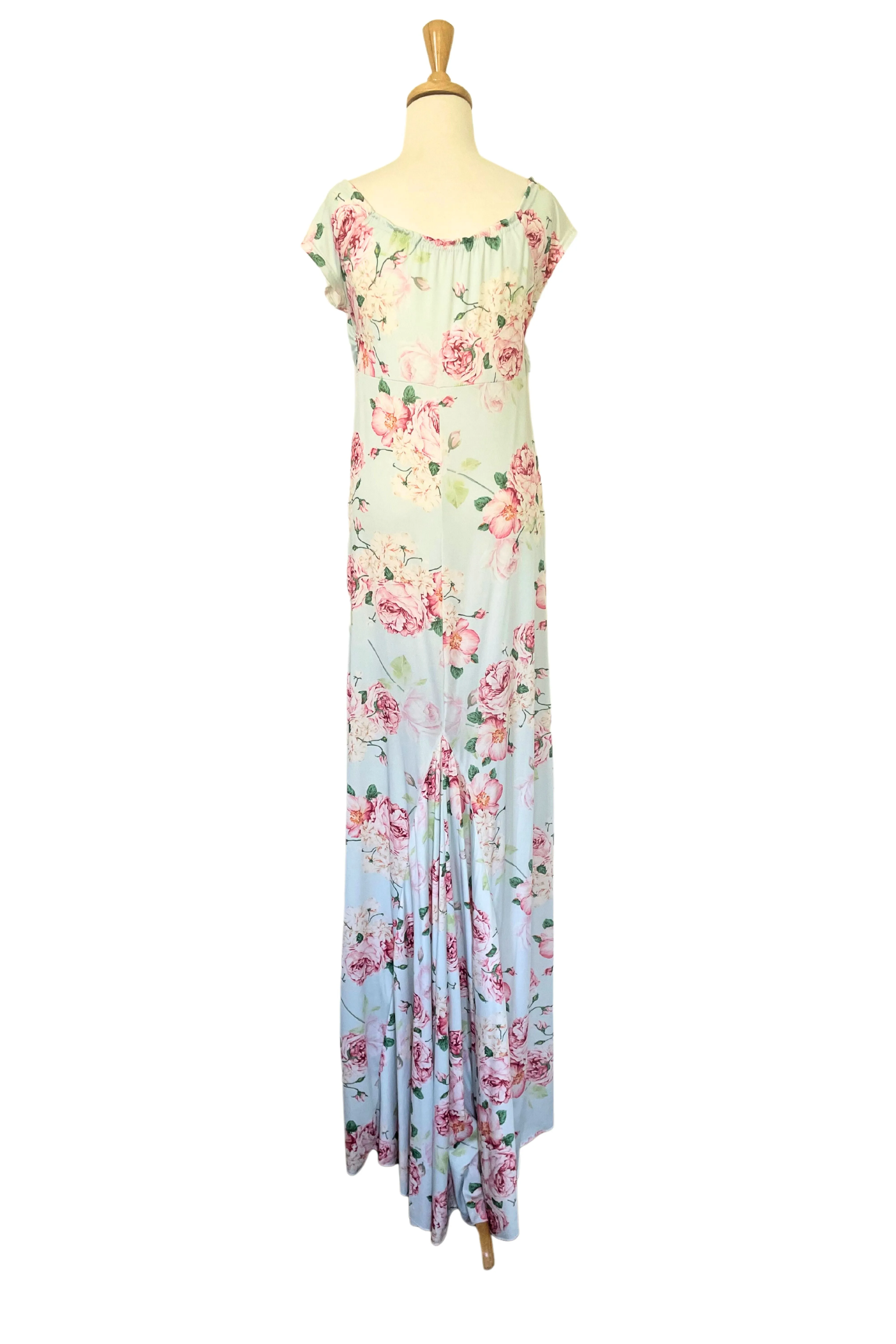 Gracie Mint Floral Fitted Maxi Dress